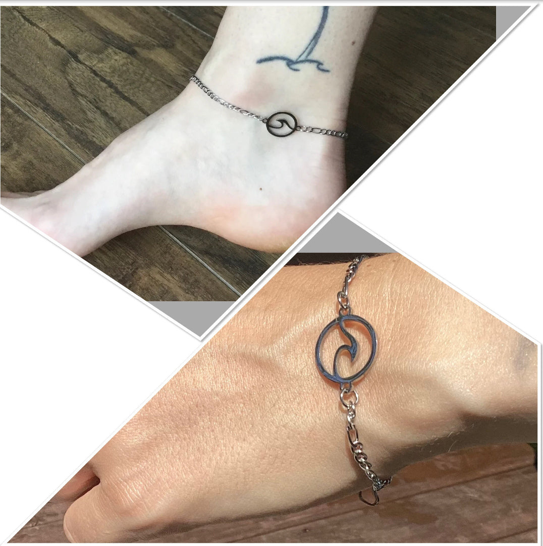 Stainless steel wave bracelet or anklet