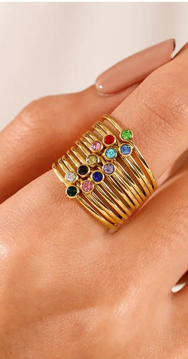 Bague en inox pierres de naissances