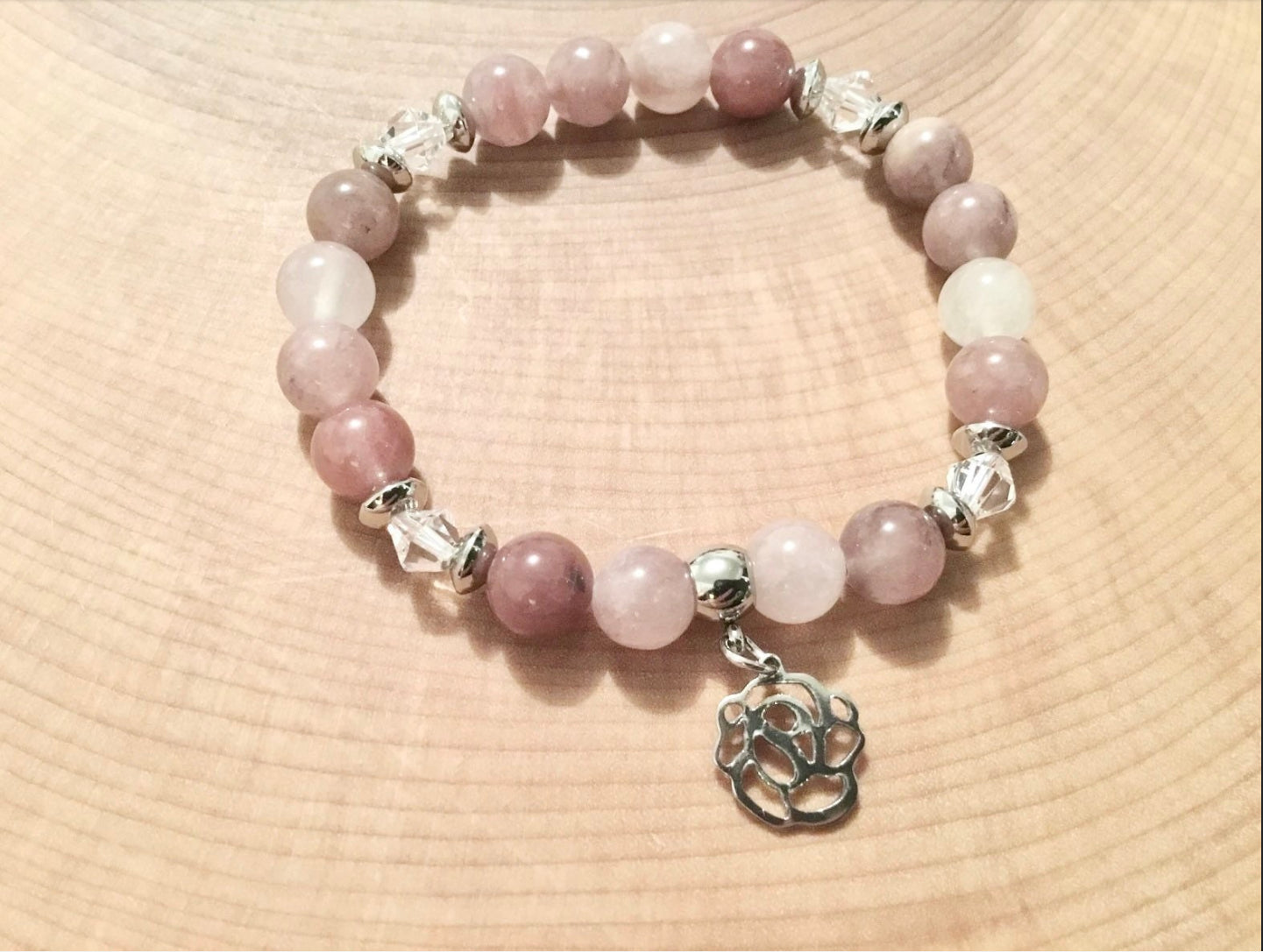 Bracelet made of real stones and stainless steel