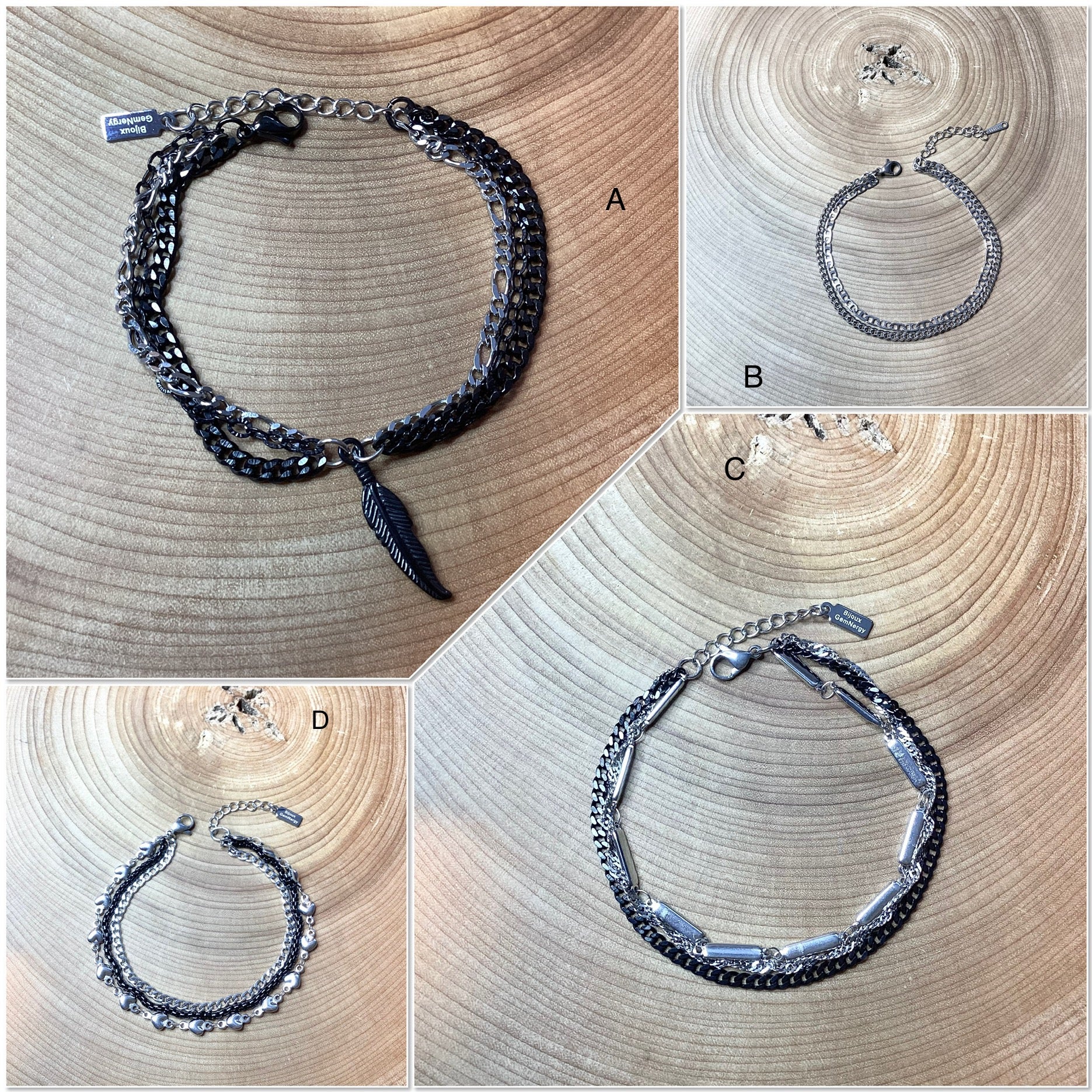 Multiple row stainless steel bracelet