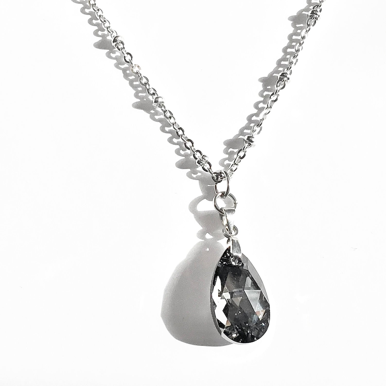 Stainless steel necklace with silver Swarovski