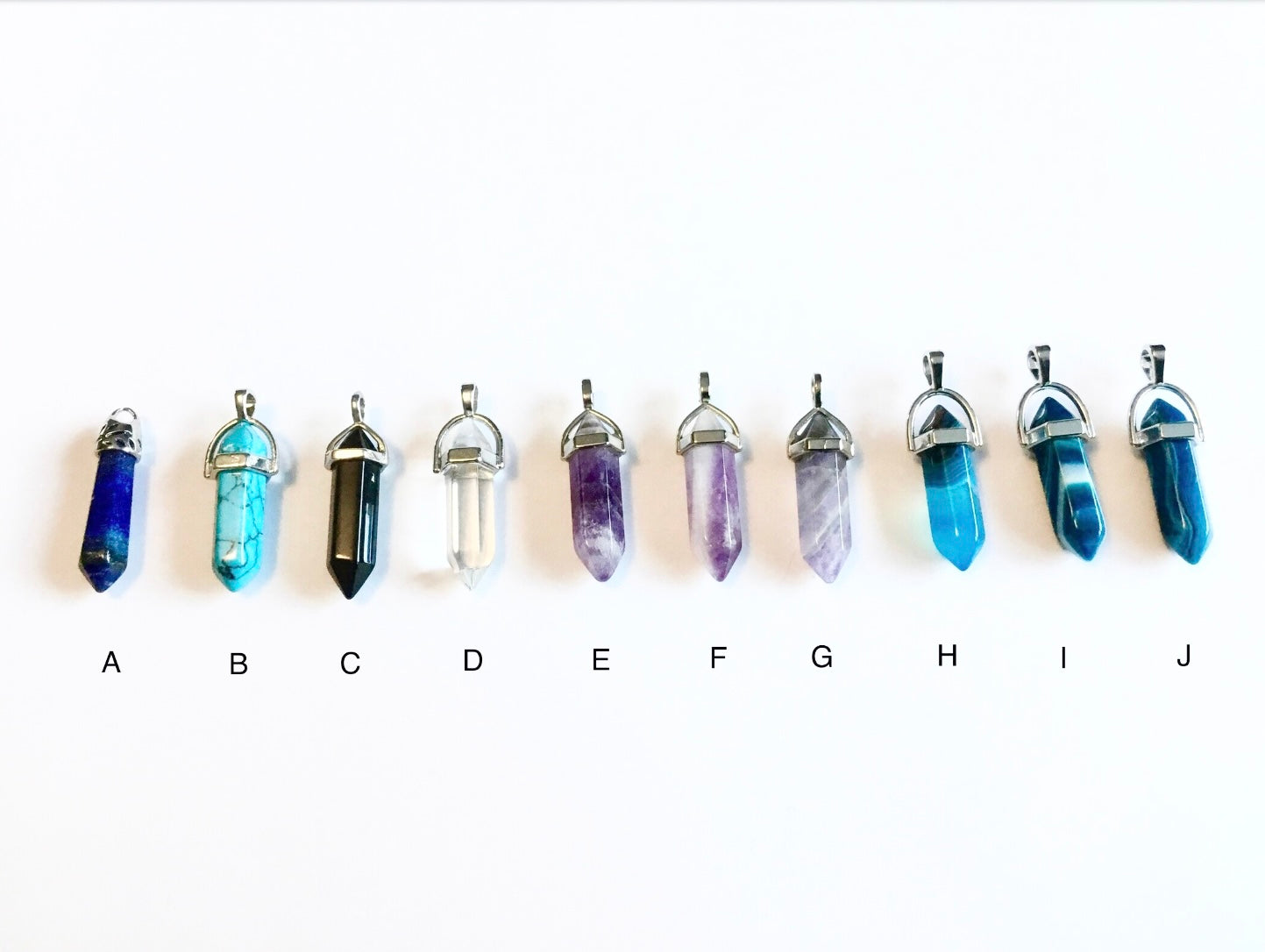 Stainless steel necklace with various stones
