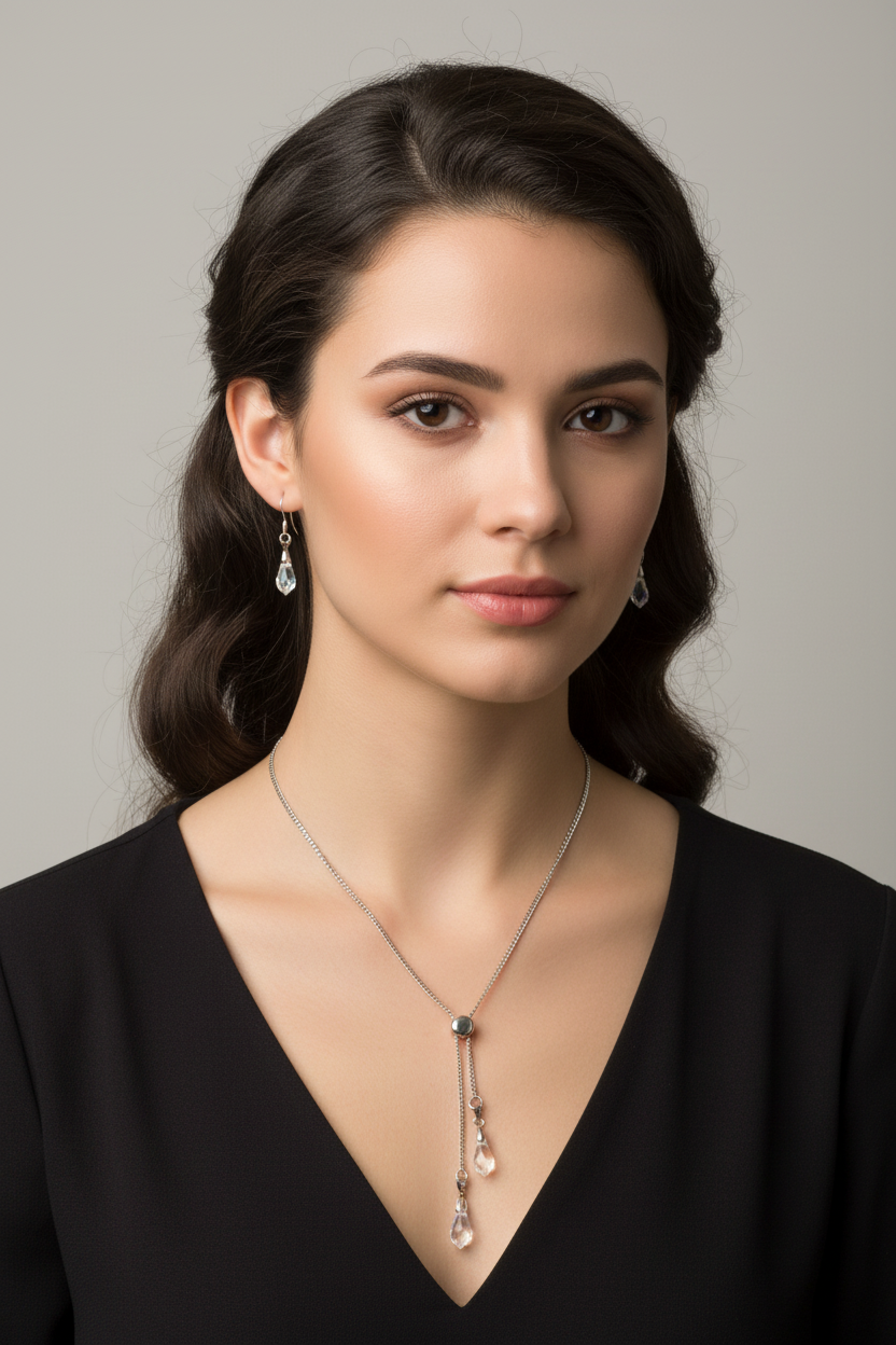 boucles d’oreilles ou collier avec Swarovski couleur cristal AB