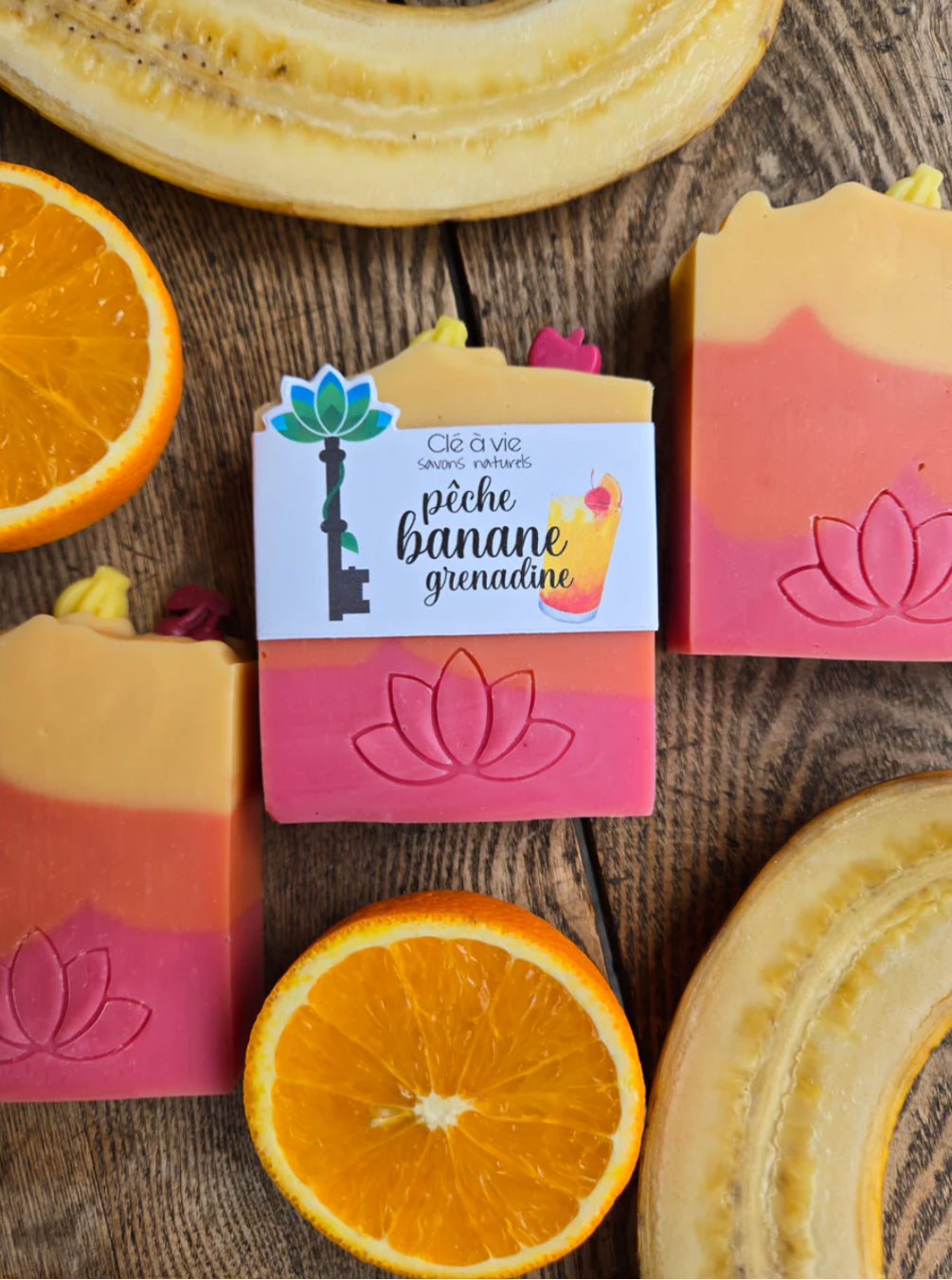 Savon pêche, banane, grenadine