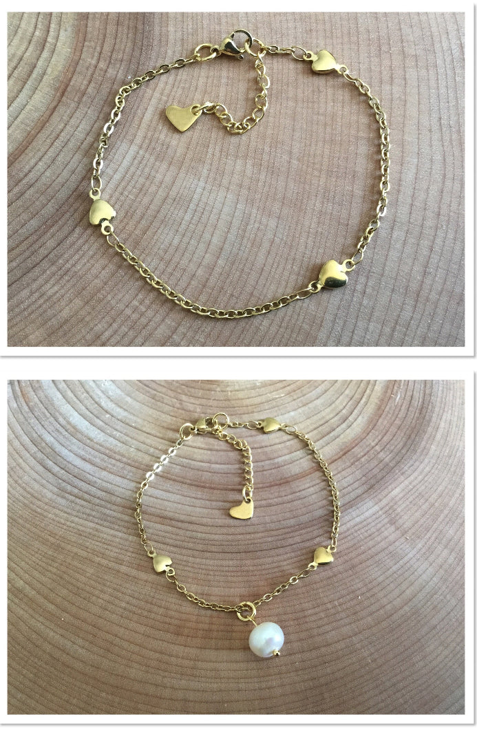 Small heart bracelet in gold stainless steel