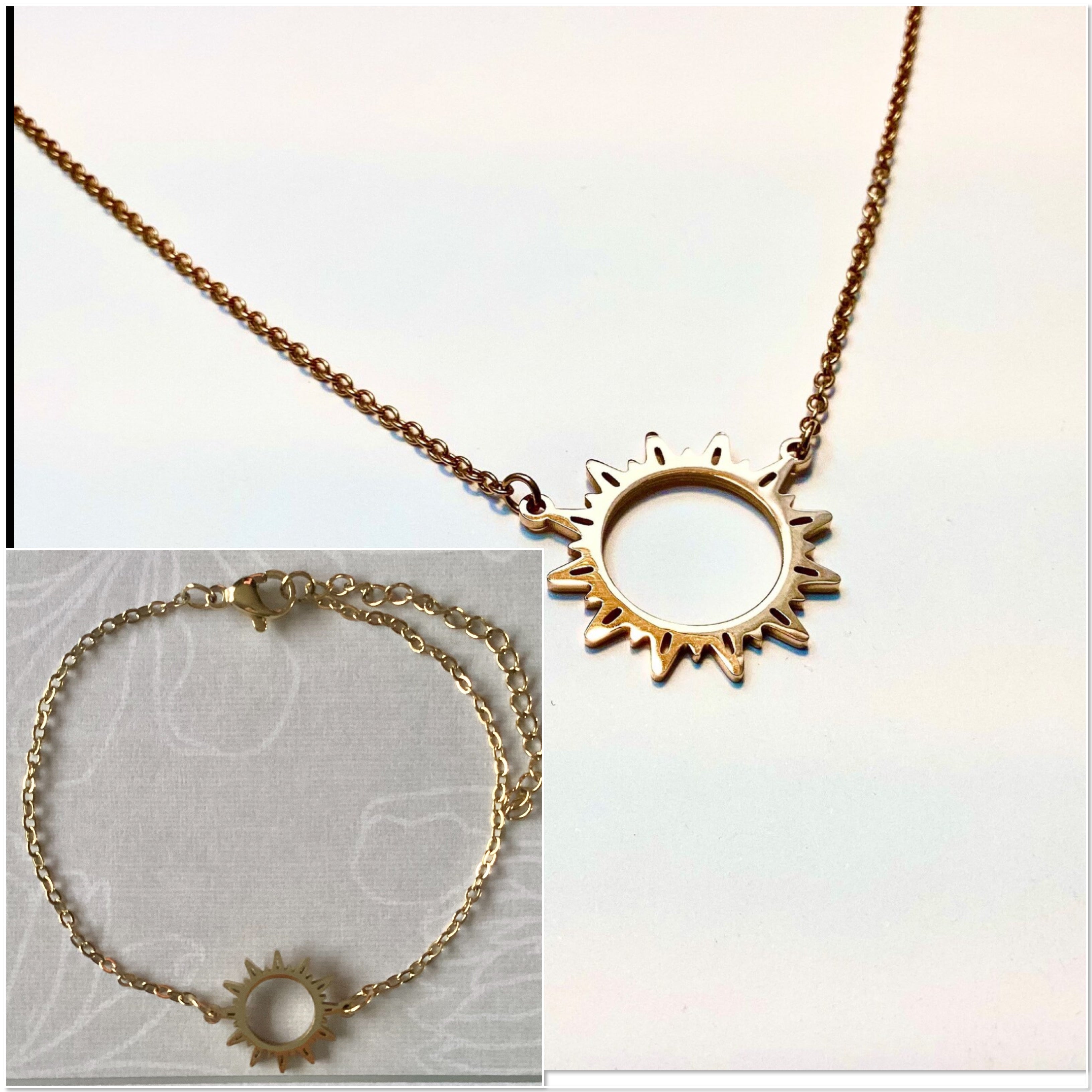 Stainless steel sun necklace or bracelet
