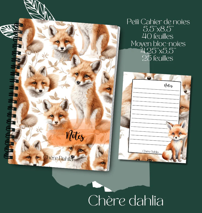 Duo papeterie renard