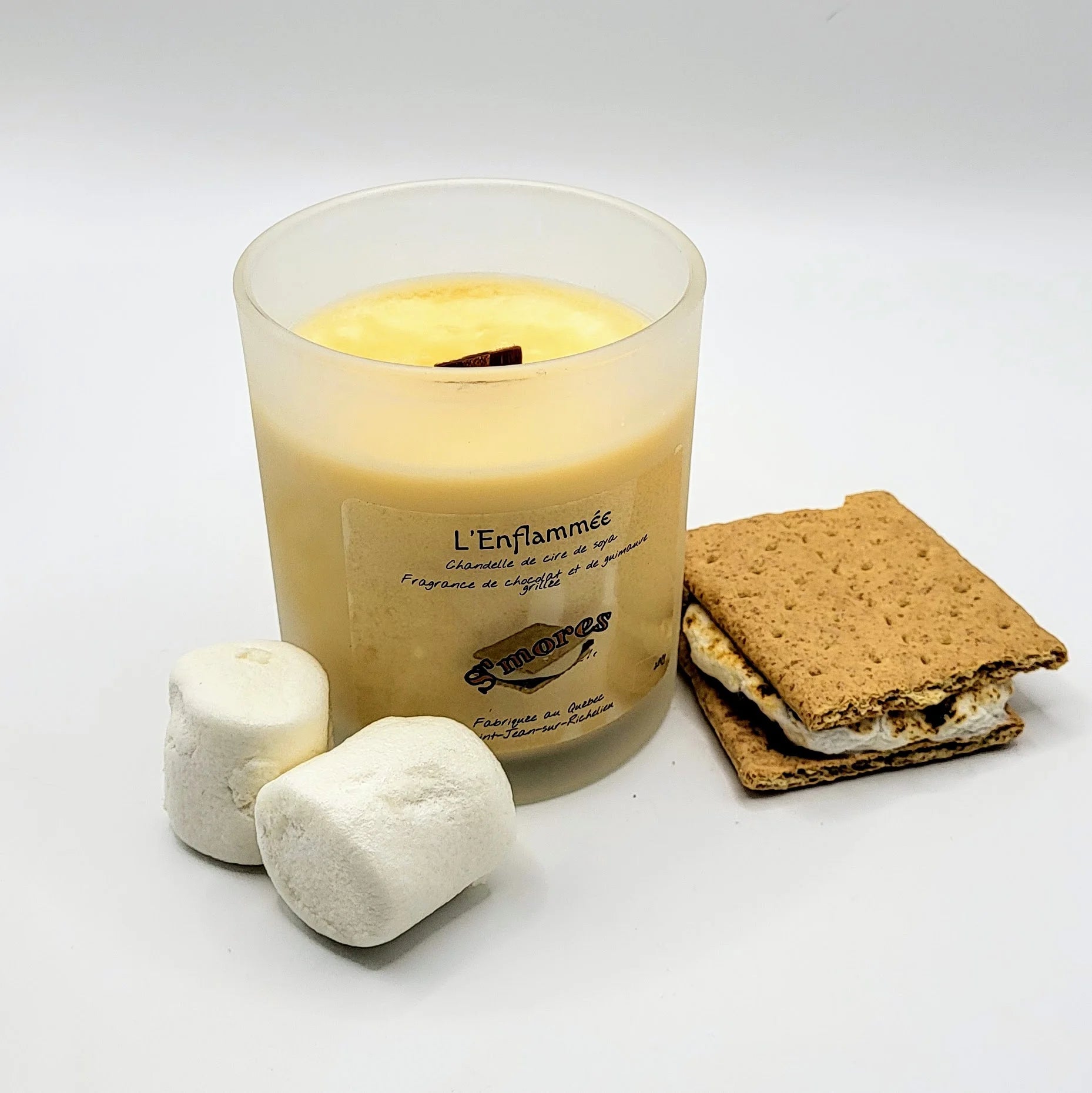 S'mores guimauve chocolat bougie cire de soya