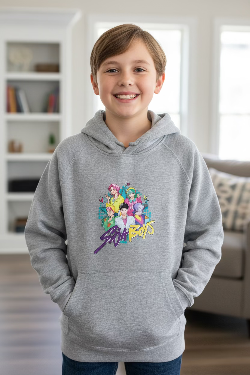 Hoodie chanteur pop demon junior gris petit