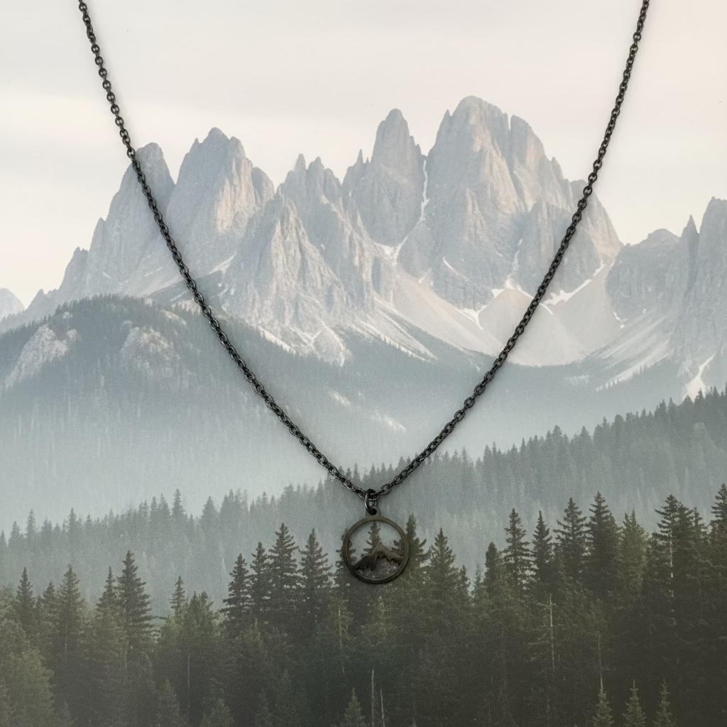 Collier montagne en inox noir