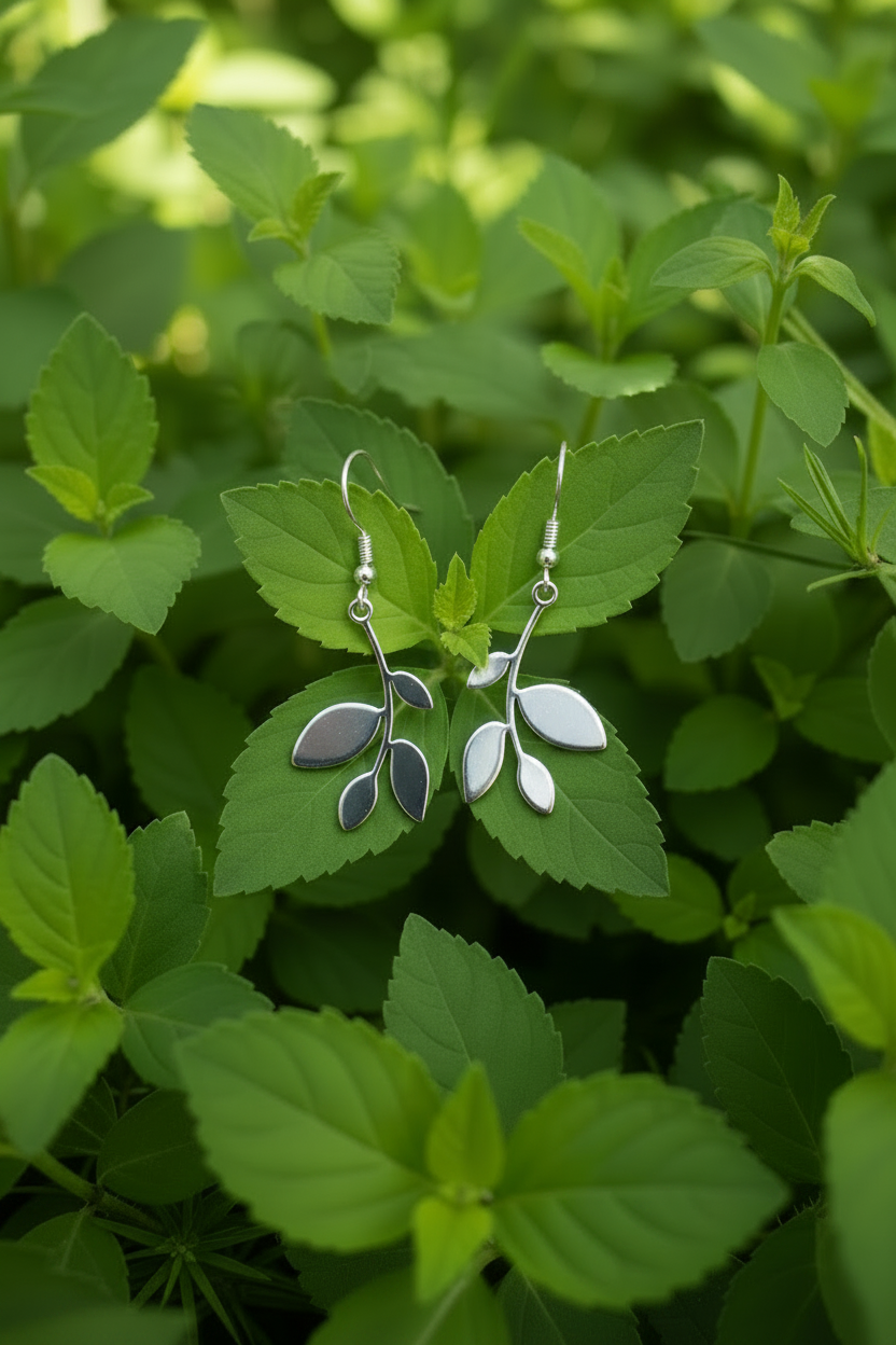 Boucles d’oreilles feuillage en inox