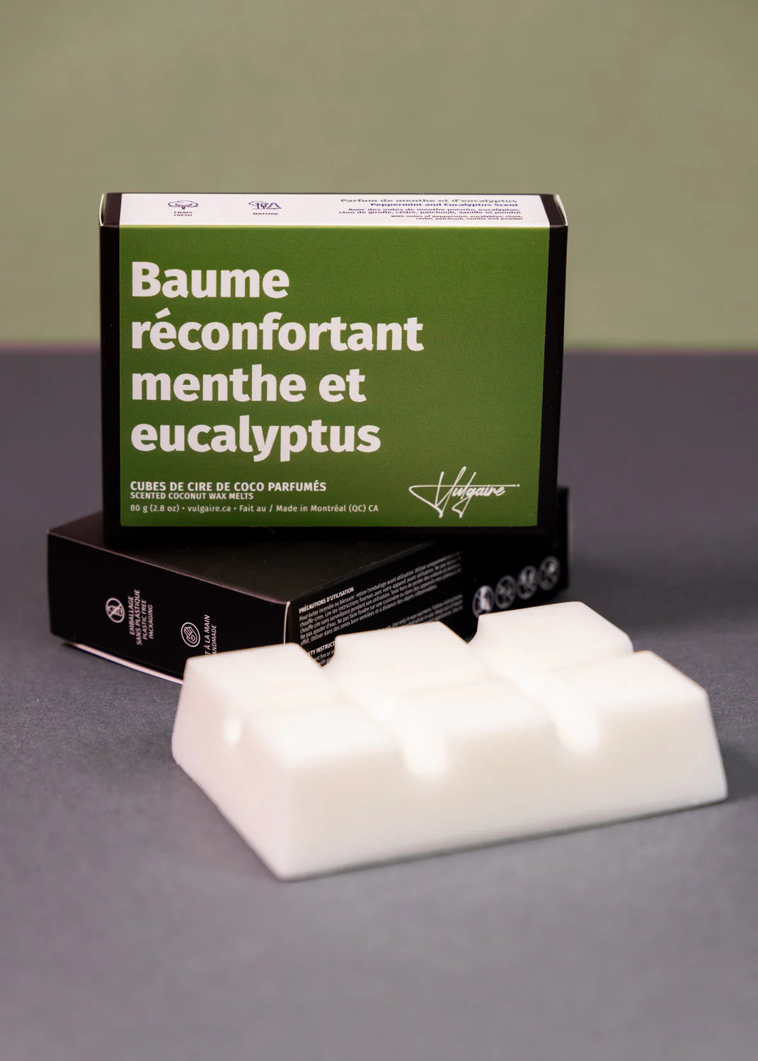 Cubes de cire Baume réconfortant menthe et eucalyptus 80g.