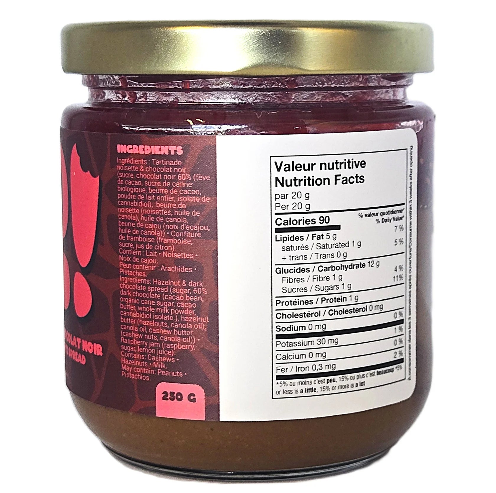 Tartinade Noisette, Framboise & Chocolat Noir – 250 g