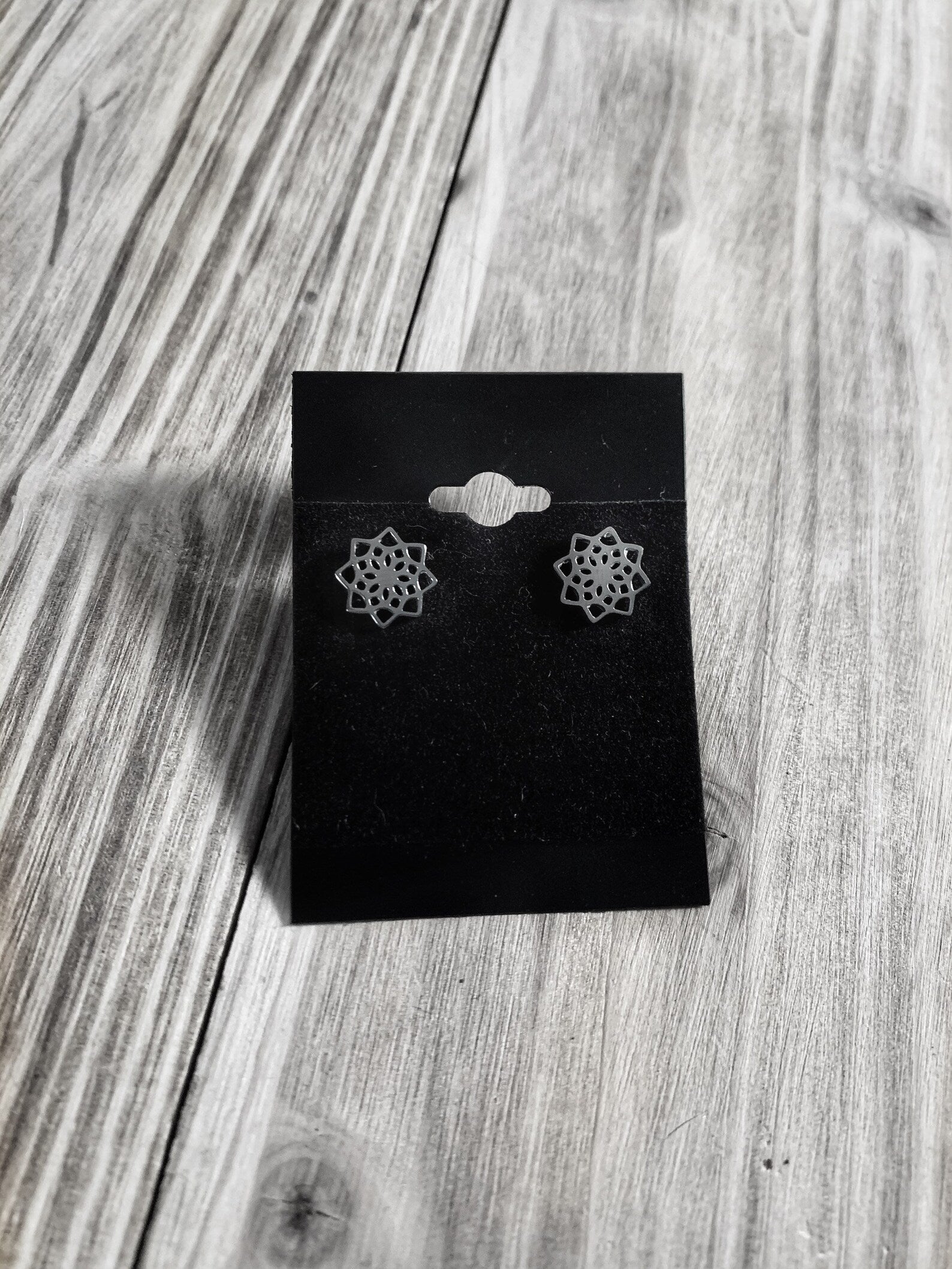 Stainless Steel Lotus Mandala Earrings