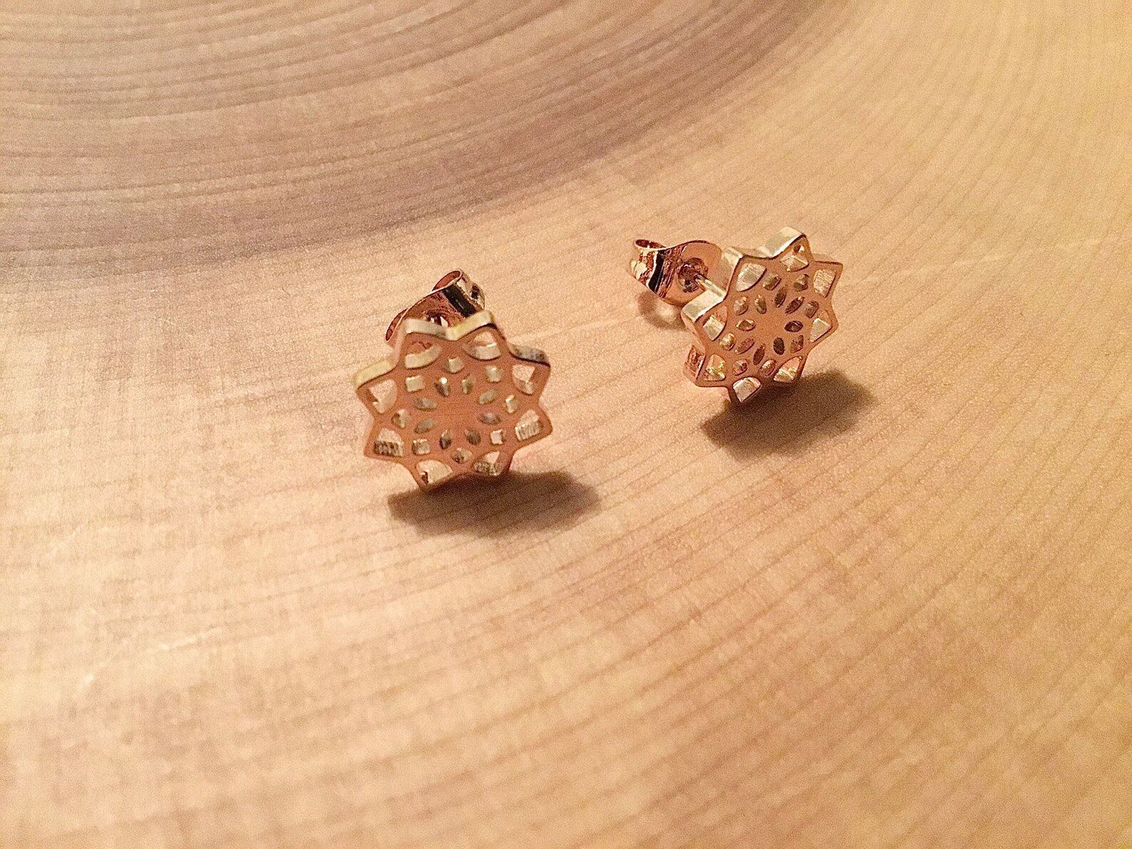 Stainless Steel Lotus Mandala Earrings