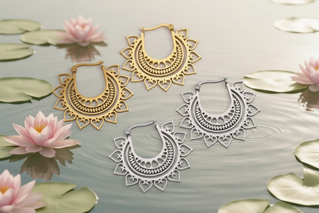 Boucles d’oreilles mandala en inox or ou argent