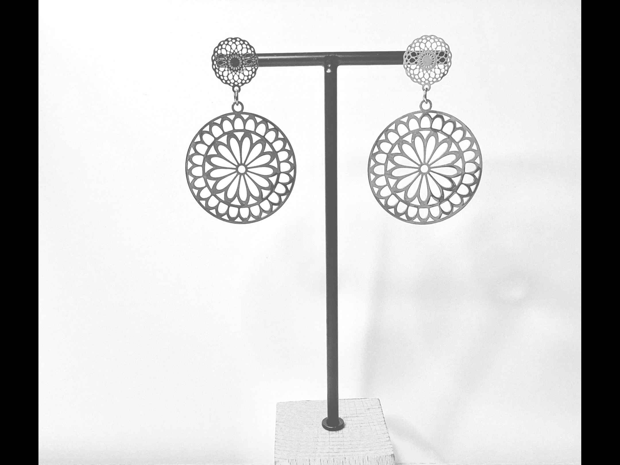 Stainless steel mandala earrings