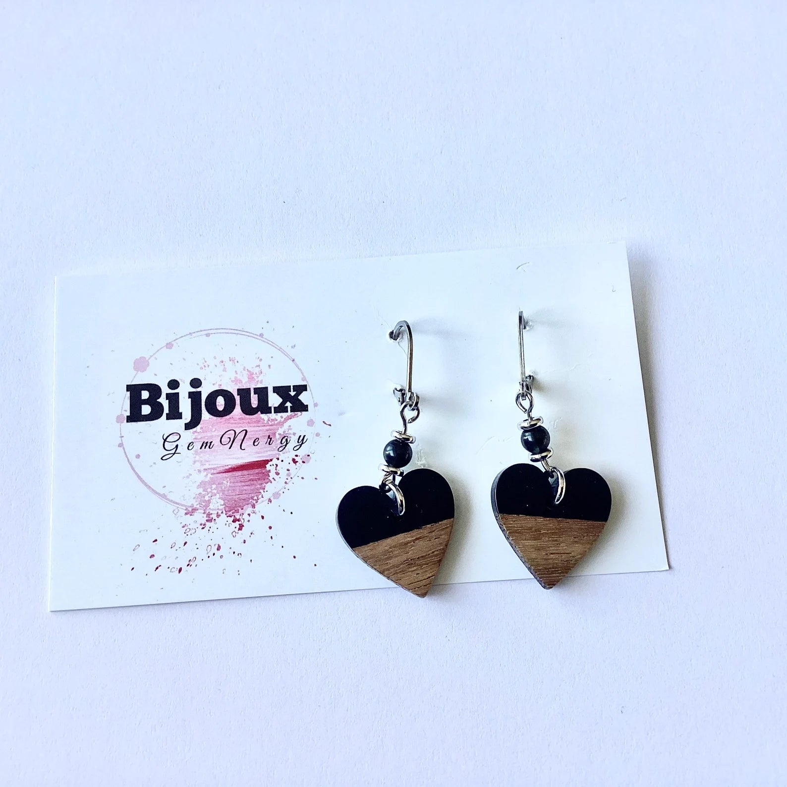 Wood and resin earrings