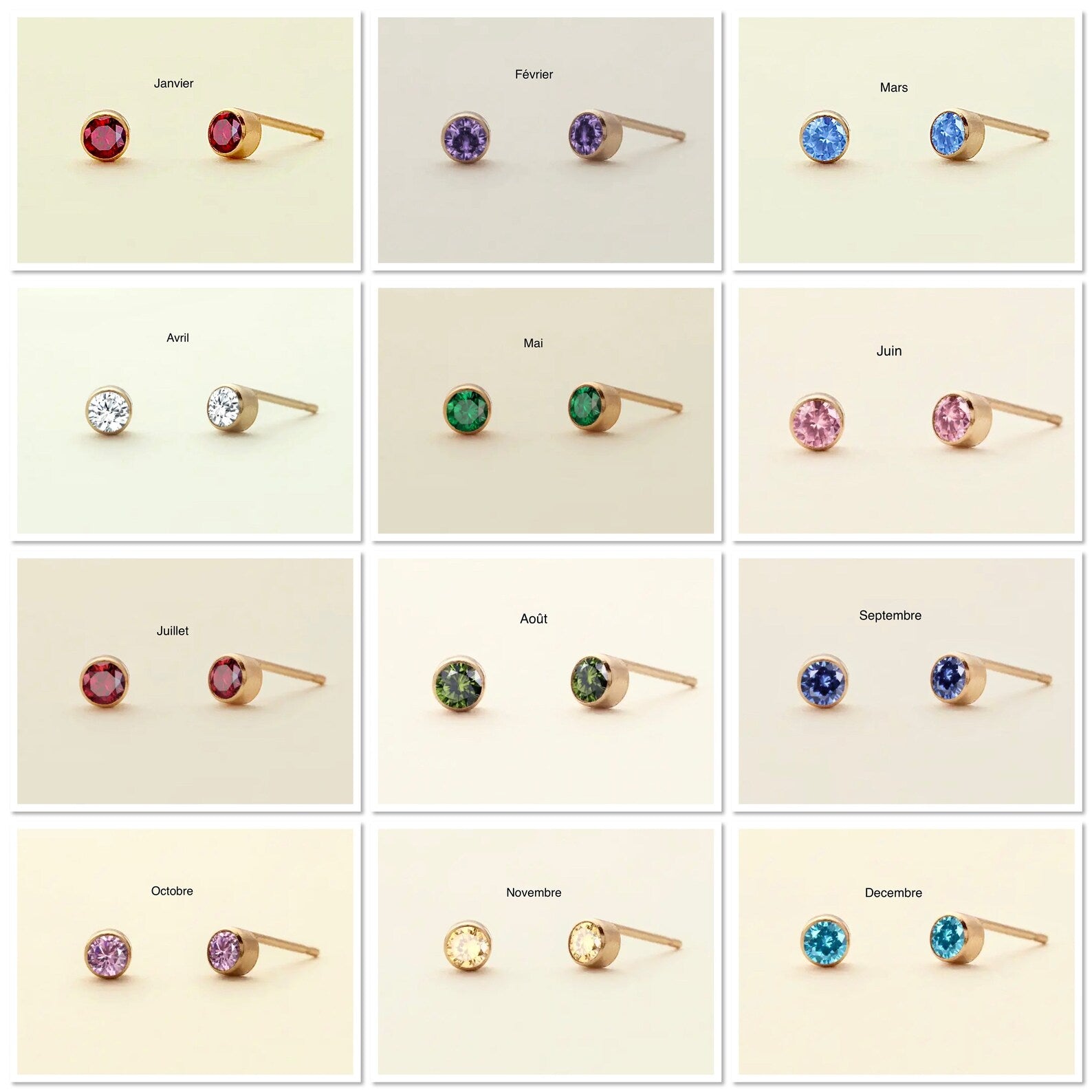 Stainless Steel Birthstone Earrings