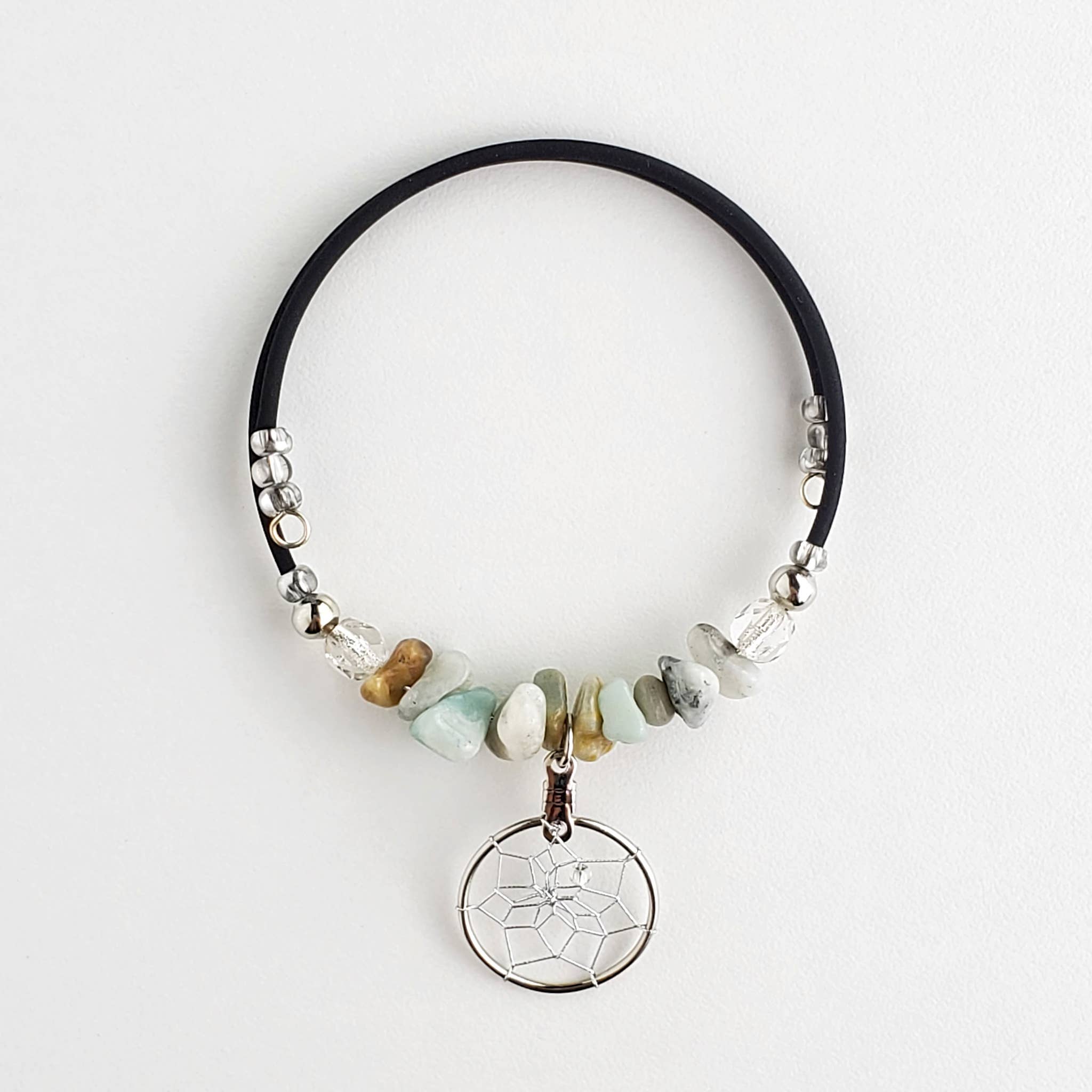 Bracelets en spirale avec attrape-rêves: Amazonite