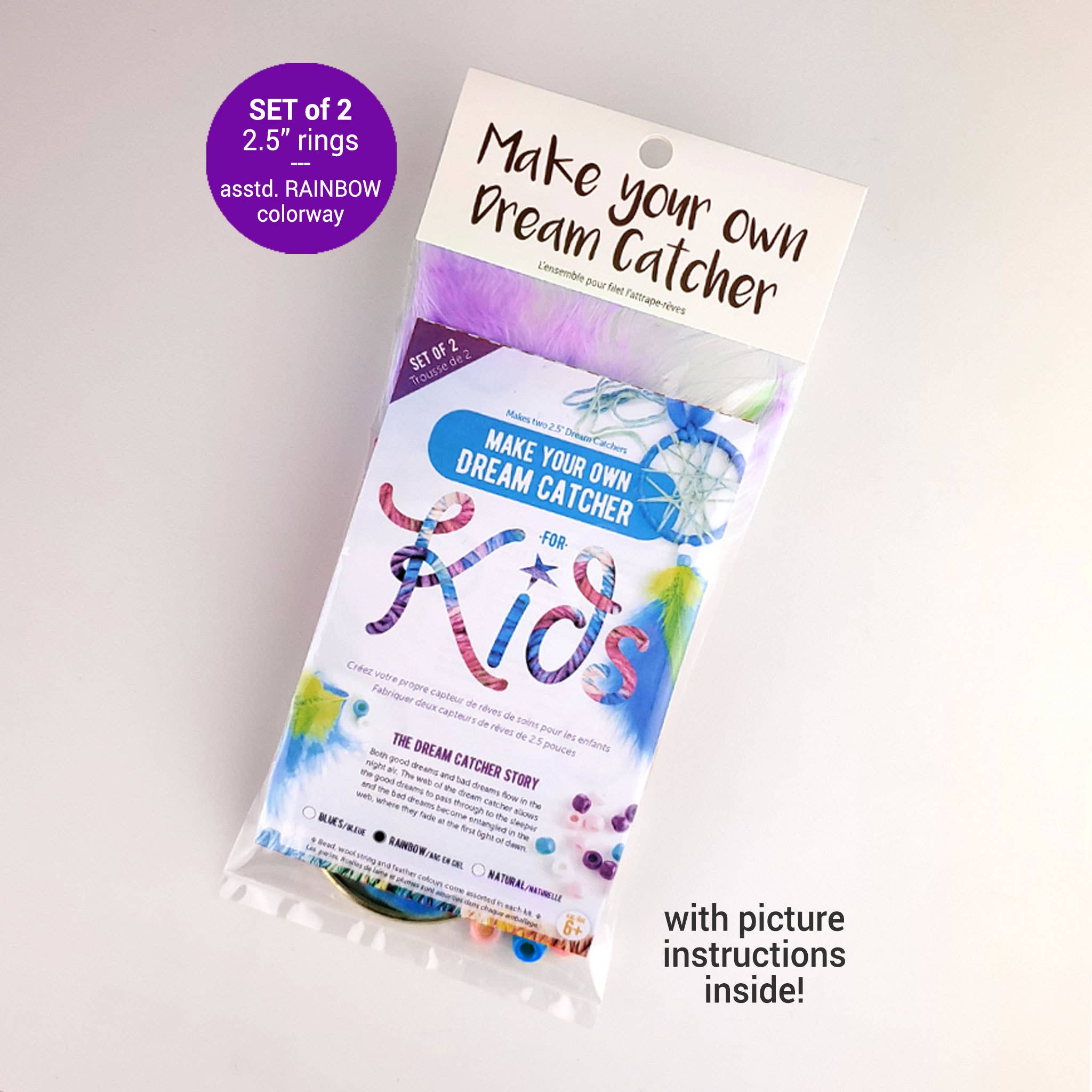 Kit Dream Catcher 2,5 pouces pour enfants - Arc-en-ciel