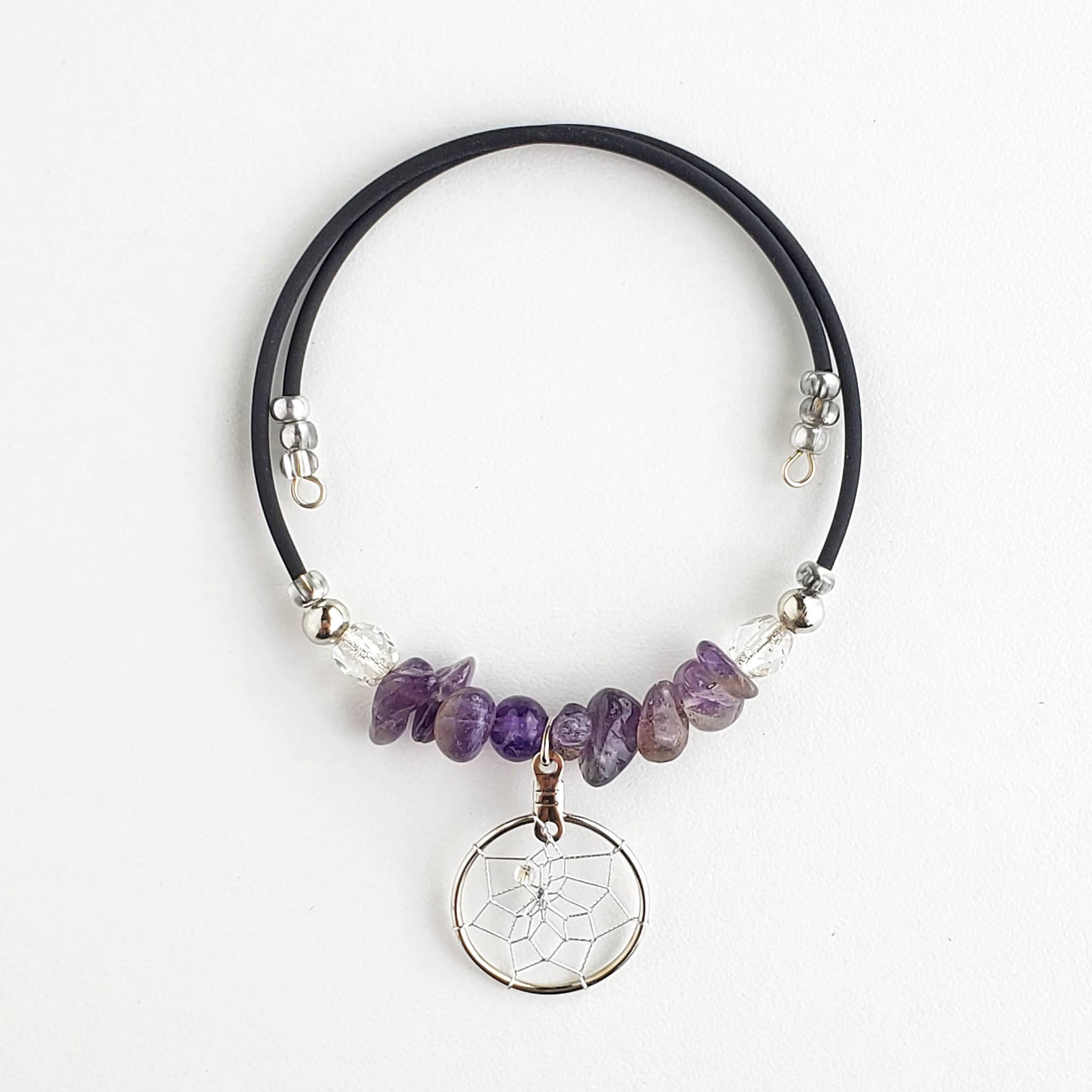 Bracelets en spirale avec attrape-rêves: Améthyste