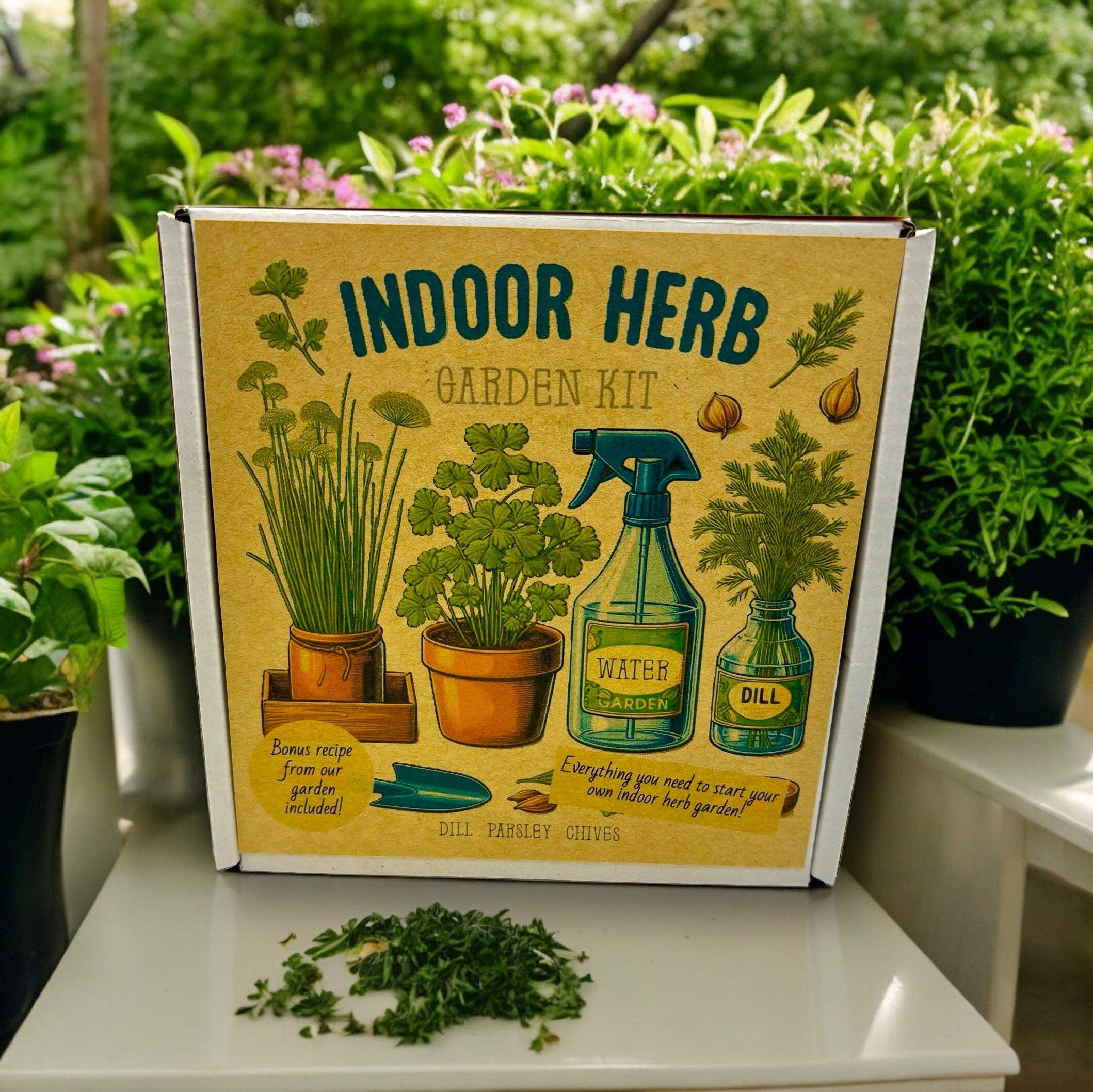 Kit de démarrage pour jardin d'herbes aromatiques d'intérieur avec graines de persil, de ciboulette et d'aneth