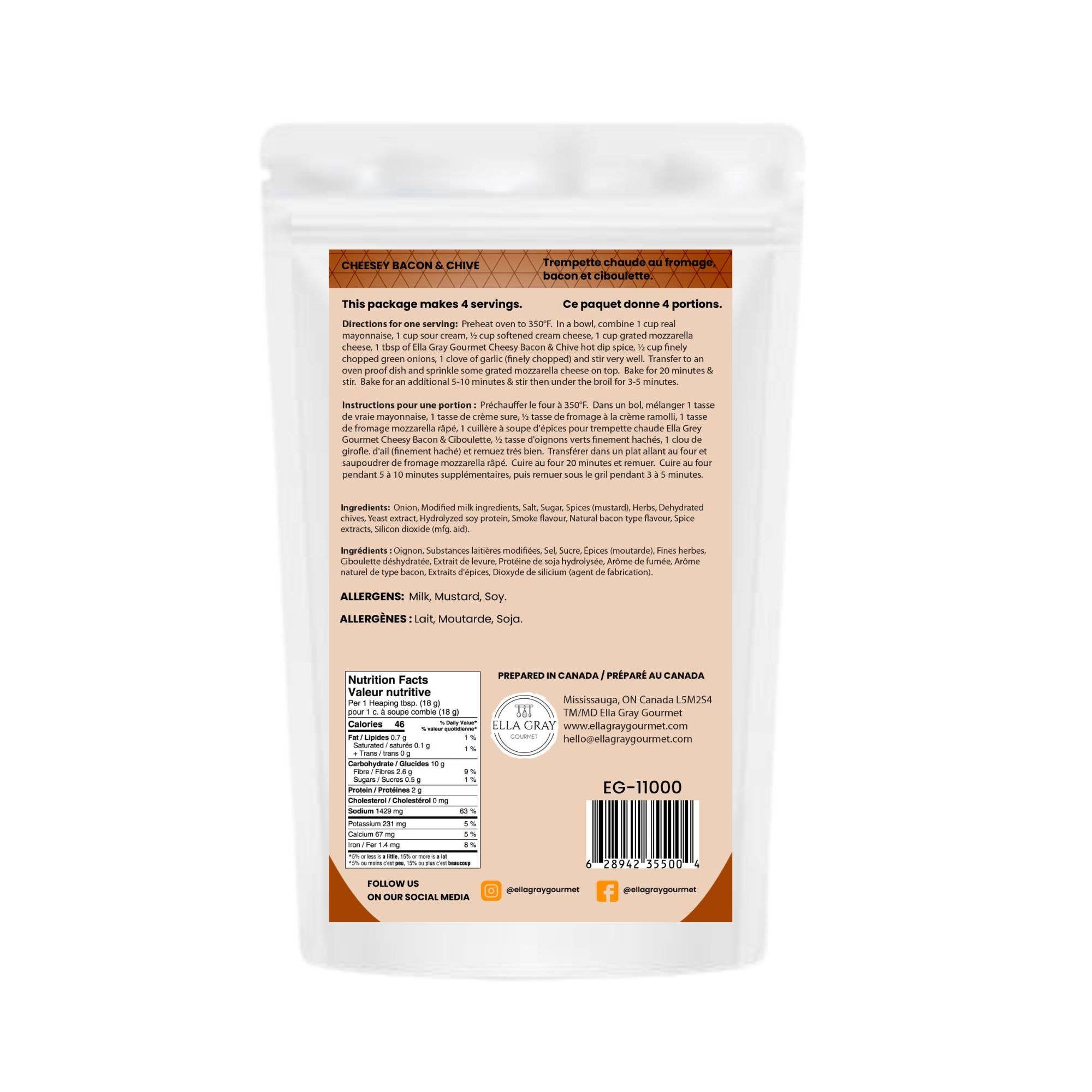 Trempette chaude - Fromage, bacon et ciboulette