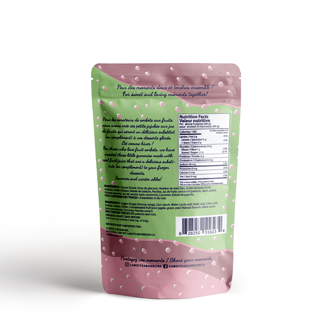 Minis sorbets végétaliens et fruitées - Bonbons gélifiés