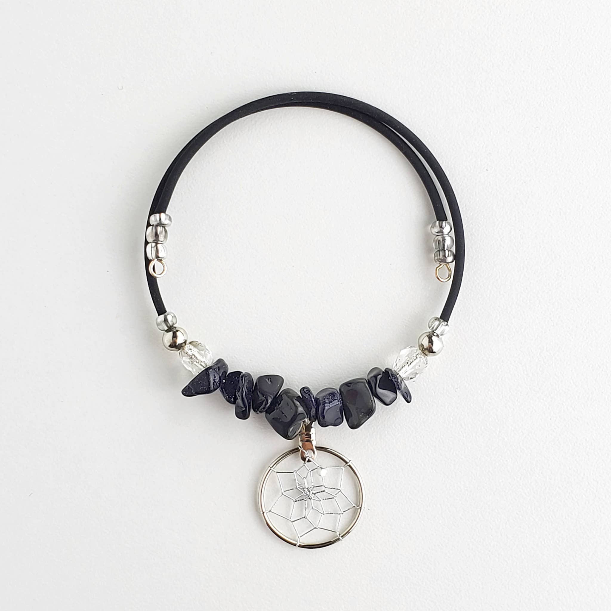 Bracelets en spirale avec attrape-rêves: Pierre d'or bleue foncée