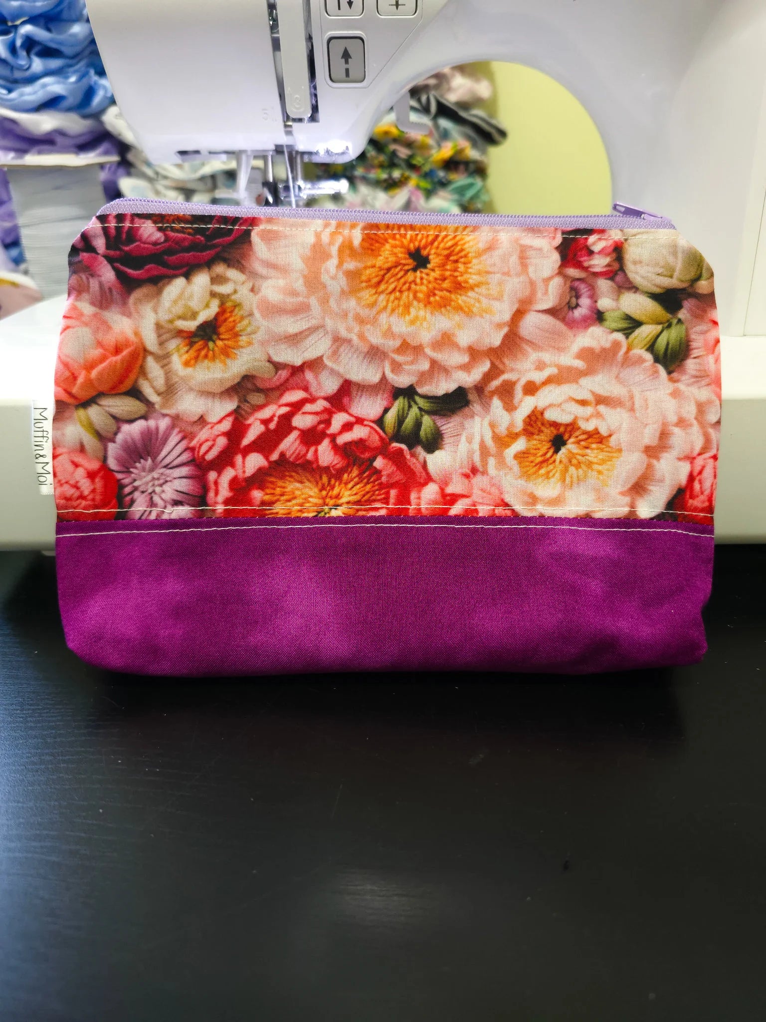 Pochette fleurs tons de mauve