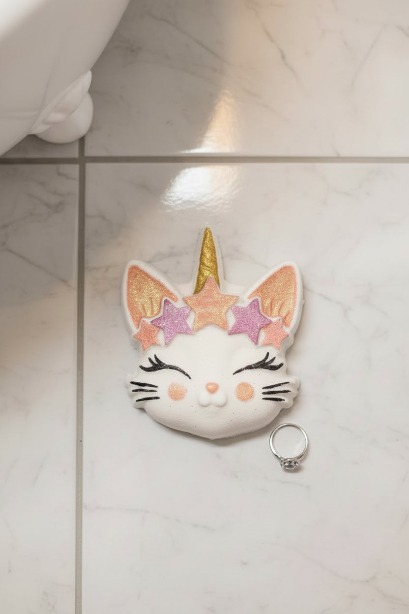 Bombe de bain chat-licorne avec surprise