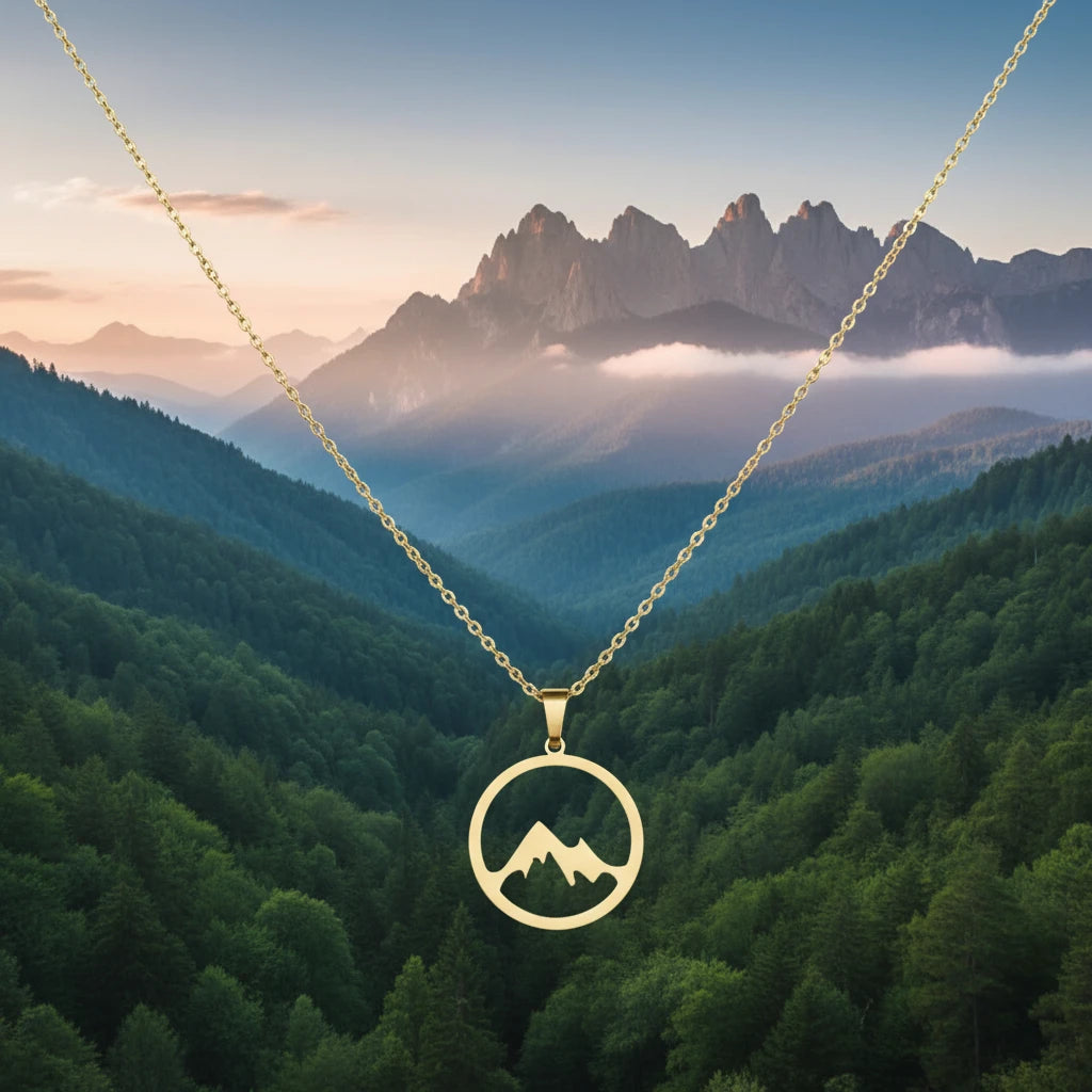 Collier montagne en inox noir