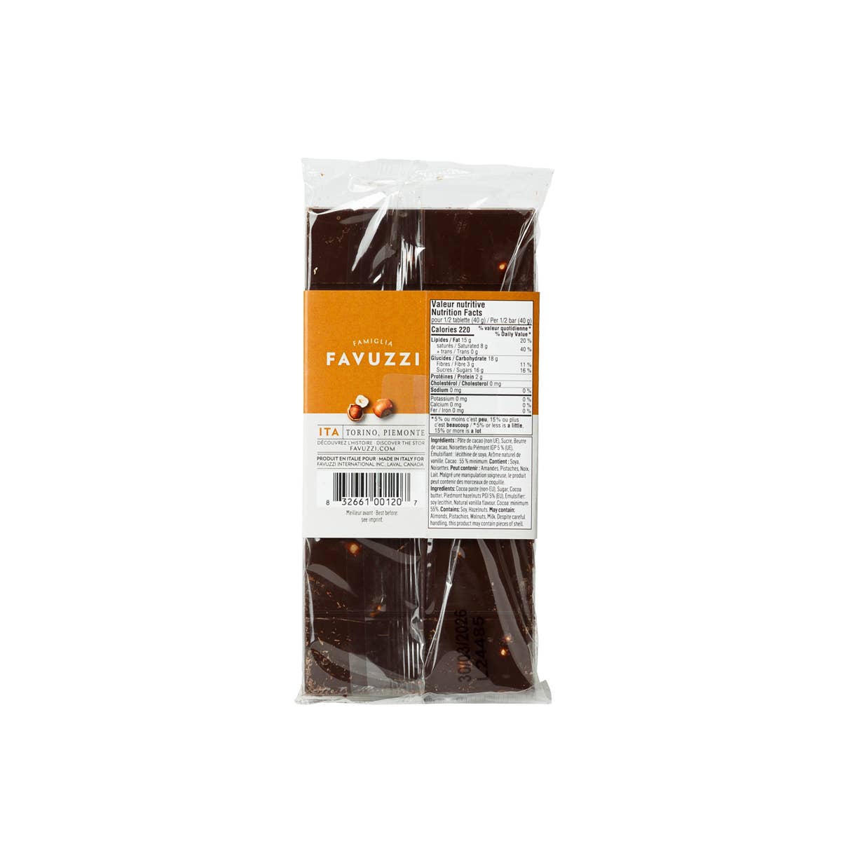 Tablette de chocolat 55% cacao noisettes IGP