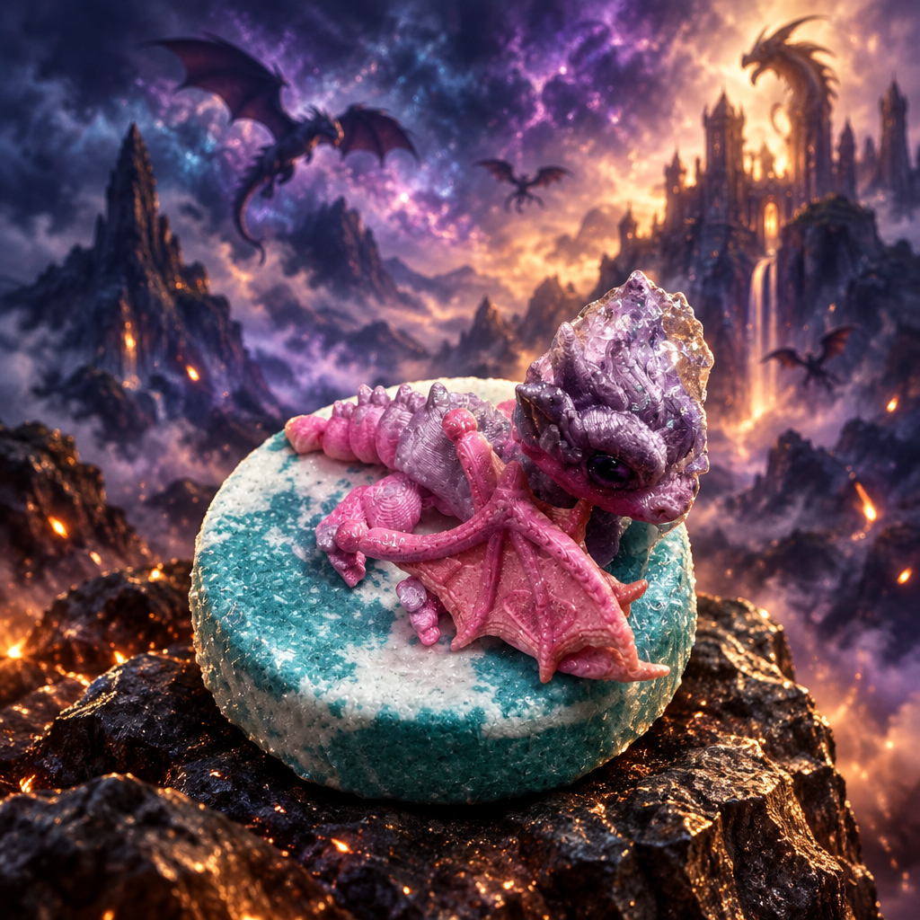 Bombe de bain avec jouet dragon articulé