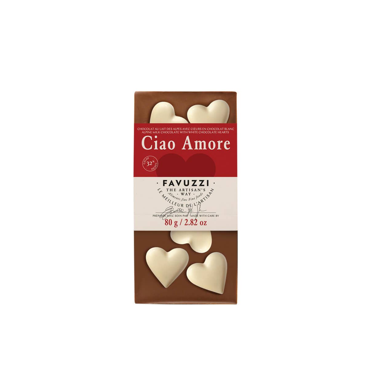 Cœurs en chocolat au lait des Alpes "Ciao Amore"