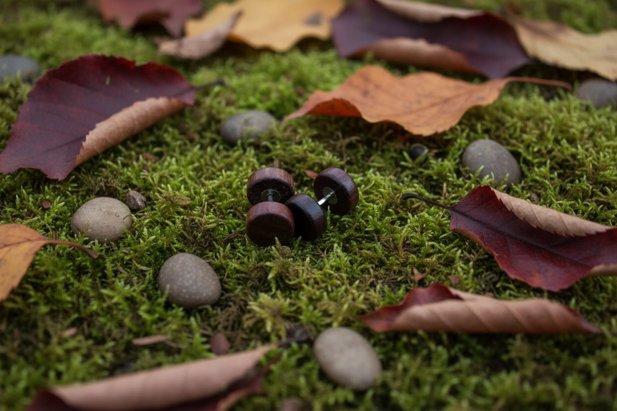 Boucles d’oreilles en acier inoxydable et bois
