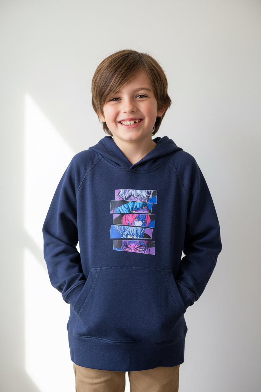 Hoodie chanteur pop demon junior bleu marin petit