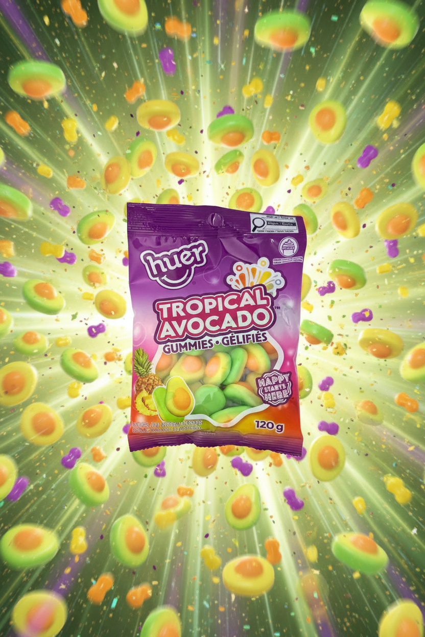 Bonbons avocat tropical 120g.