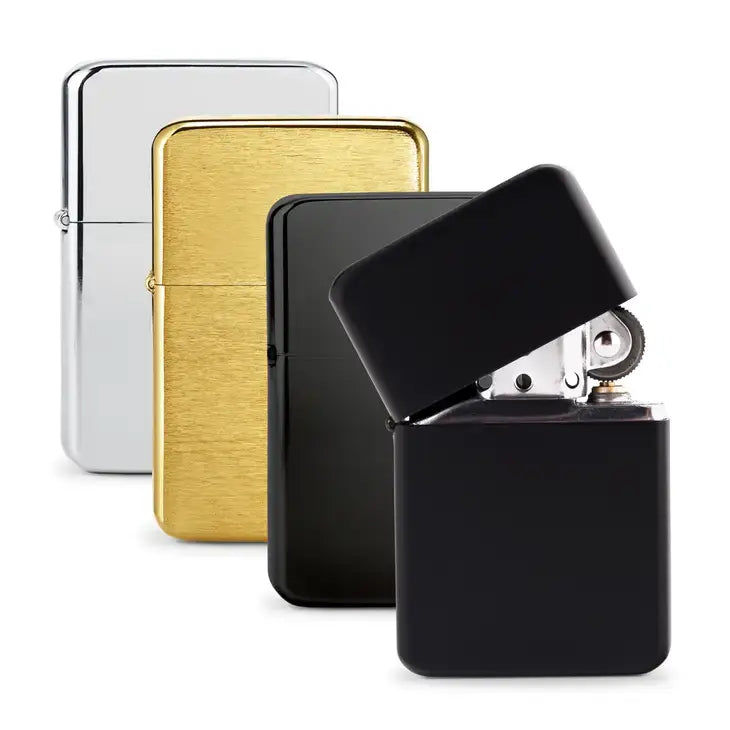 Briquet classique en métal anti-vent - couleur unie: Noir