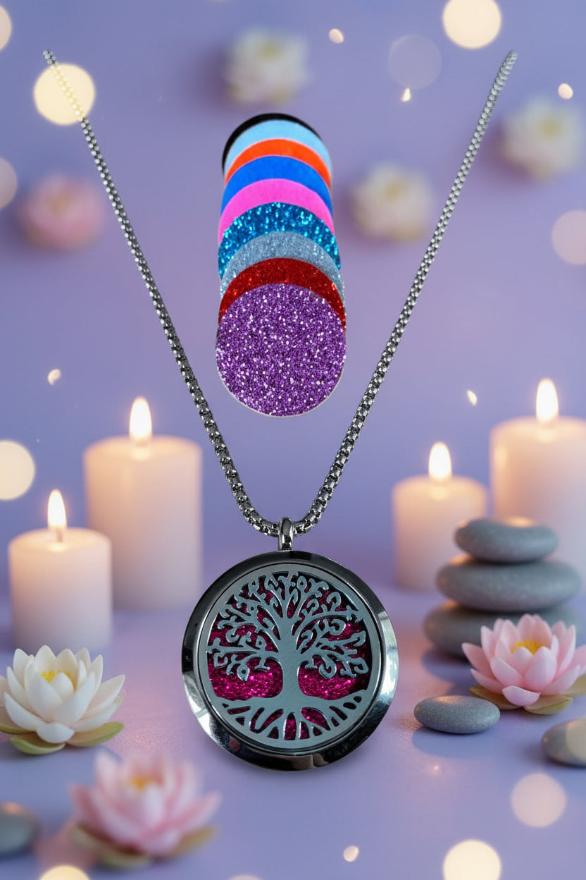 Collier diffuseur en inox arbre de vie.