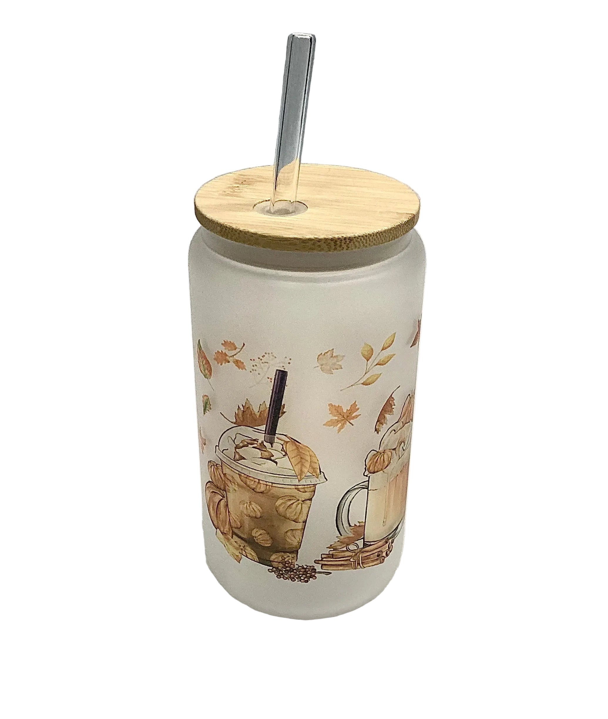 Verre en vitre avec couvercle en bois