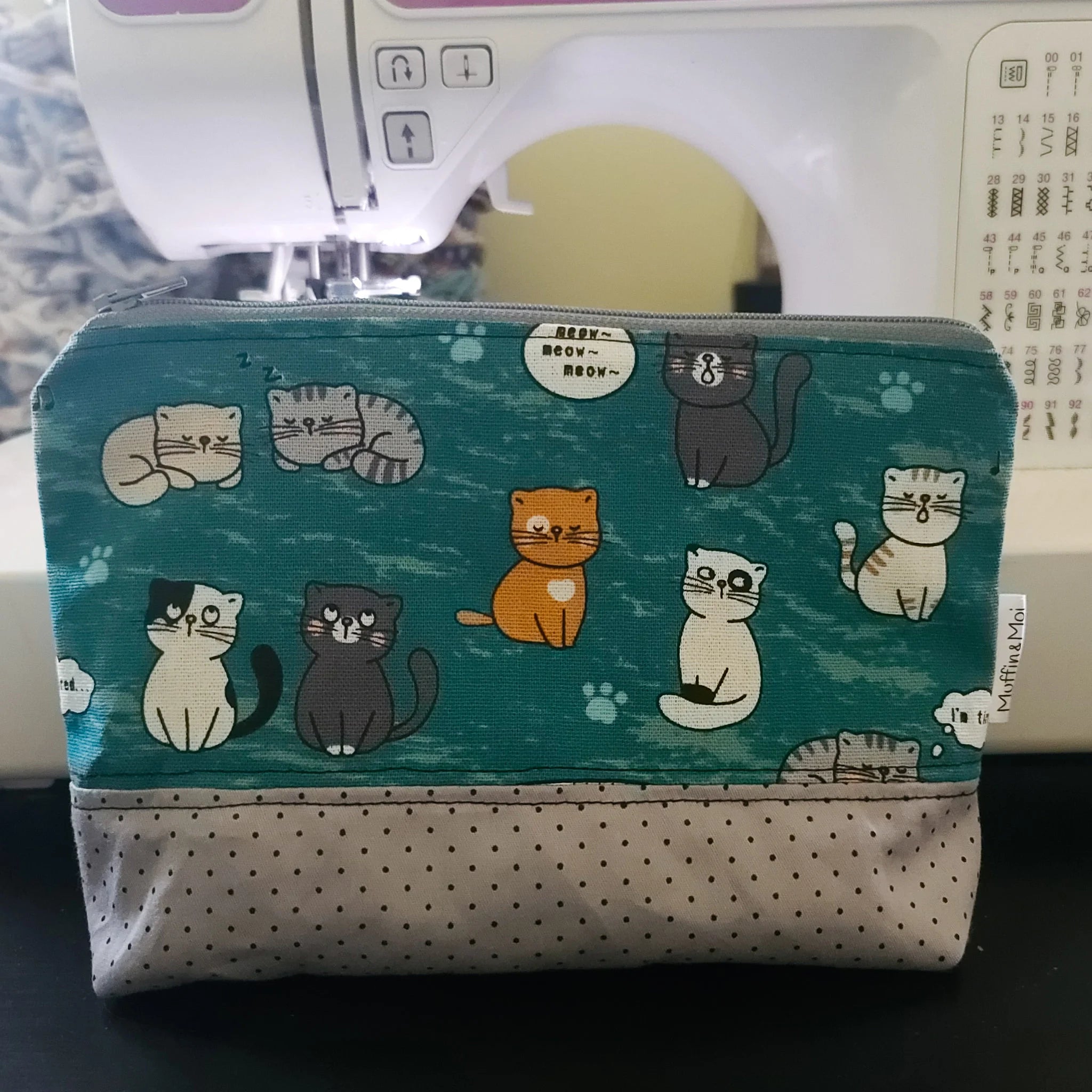 Trousse chat fonds turquoise