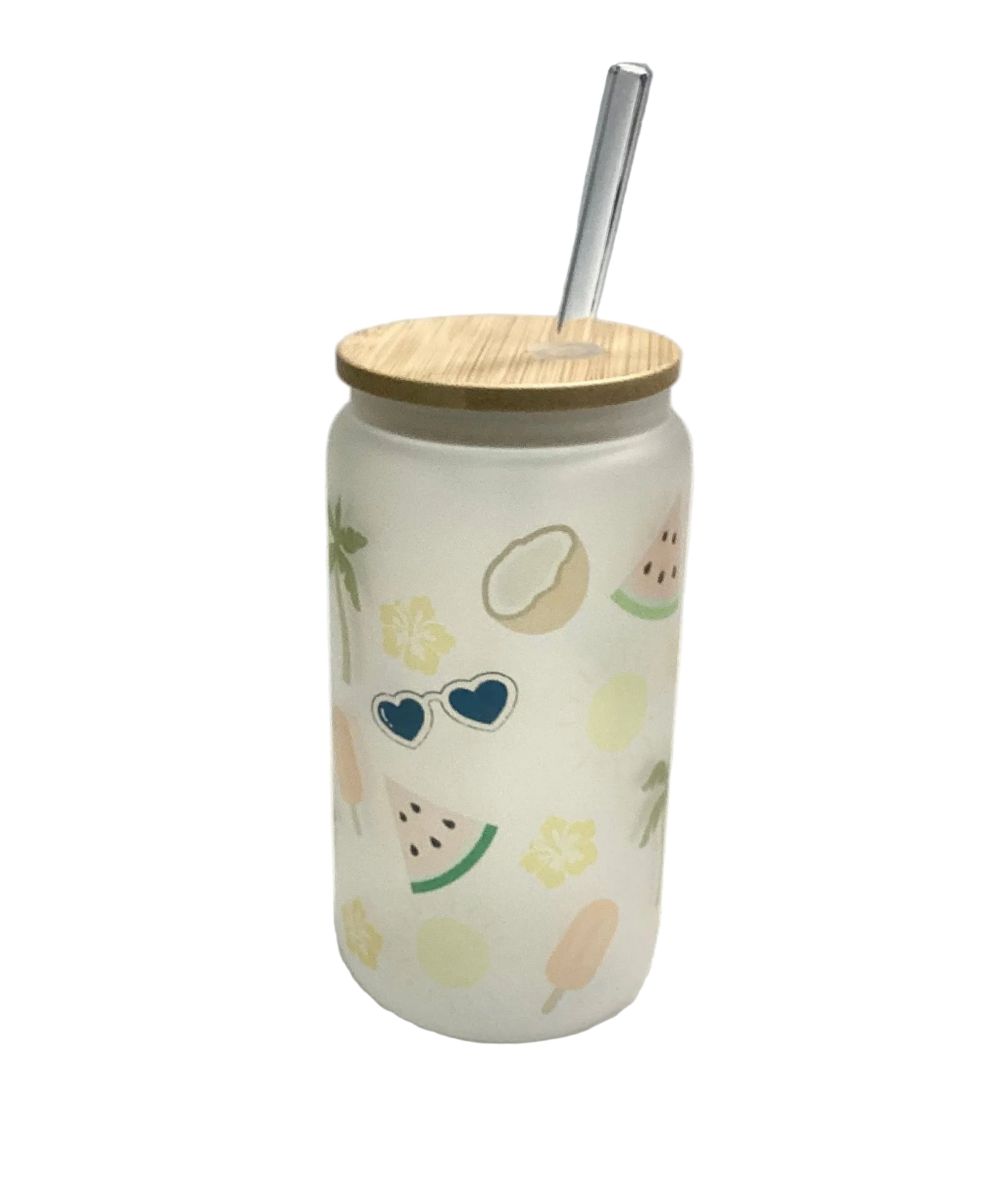 Verre en vitre avec couvercle en bois