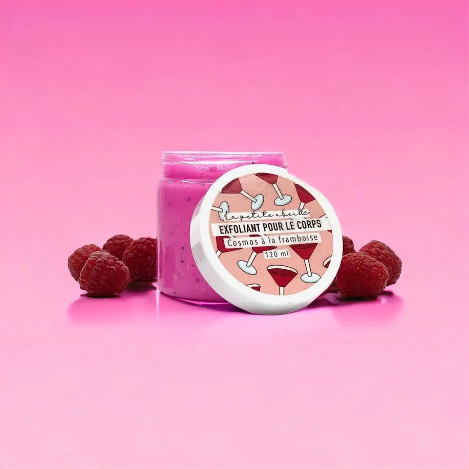 Exfoliant pour le corps, cosmos à la framboise