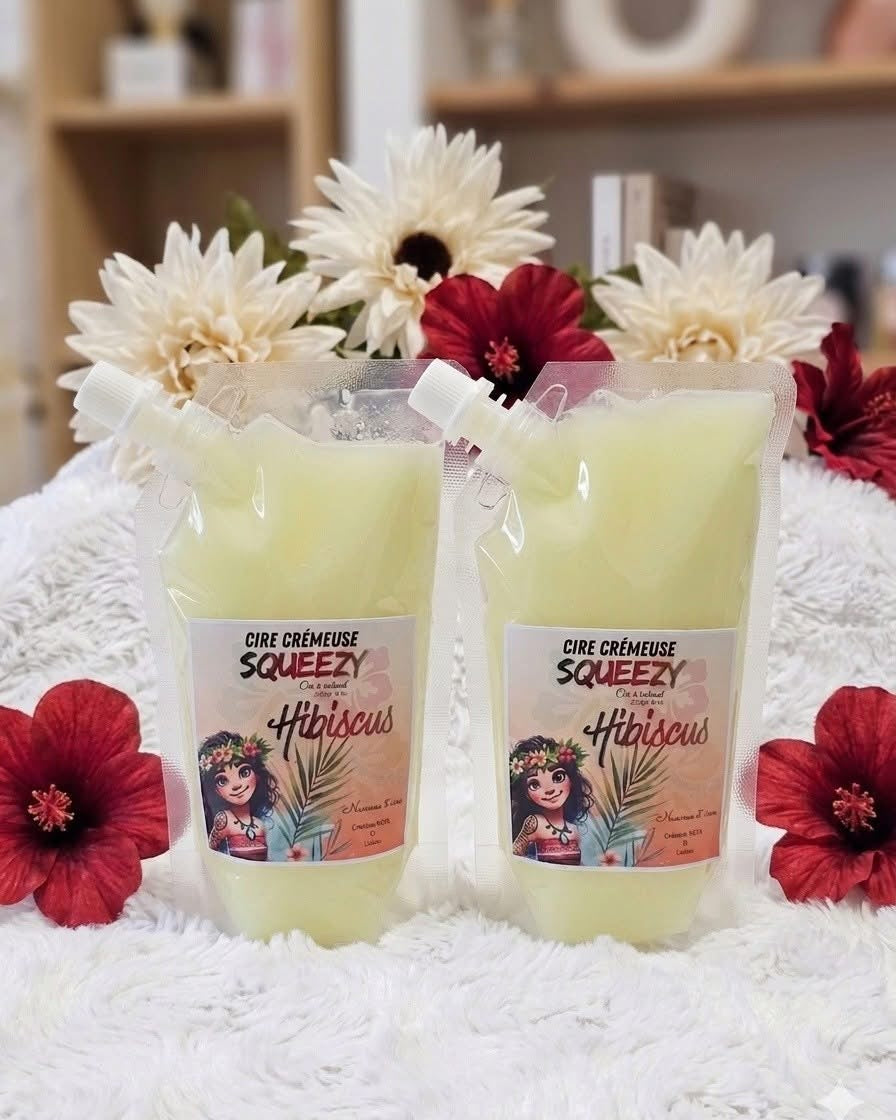 Cire crémeuse à réchaud squeeze, hibiscus ( gros format 225 g.)