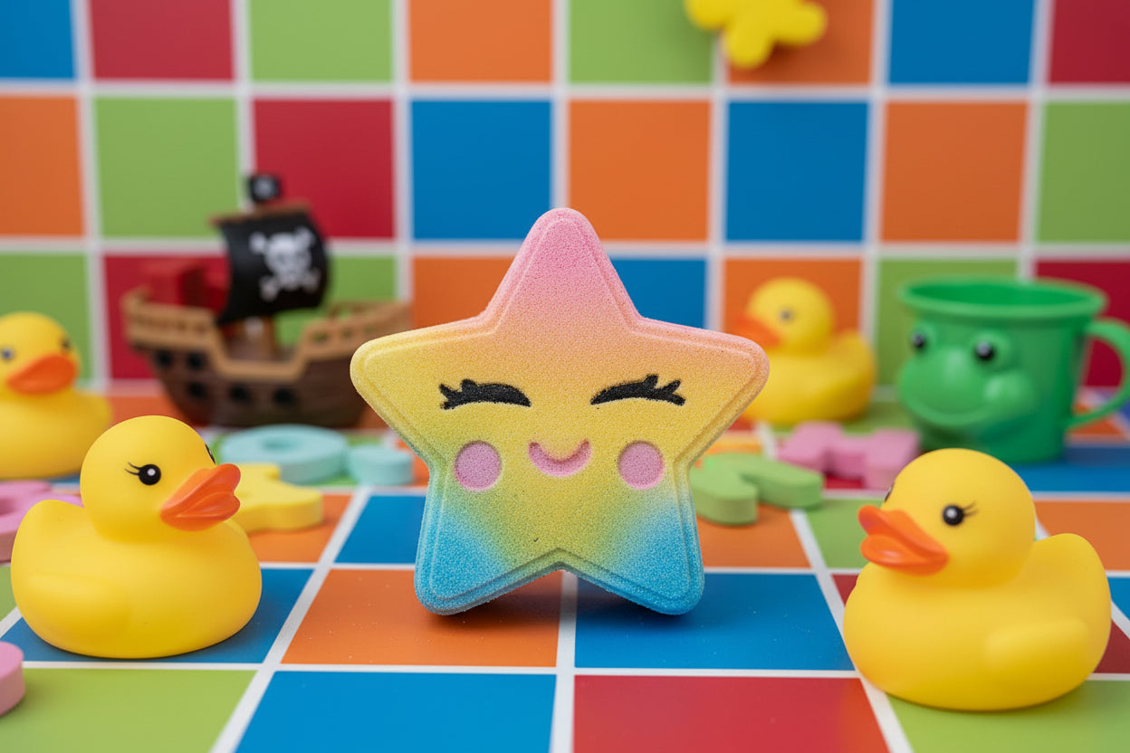 Bombe de bain étoile sourire arc-en-ciel