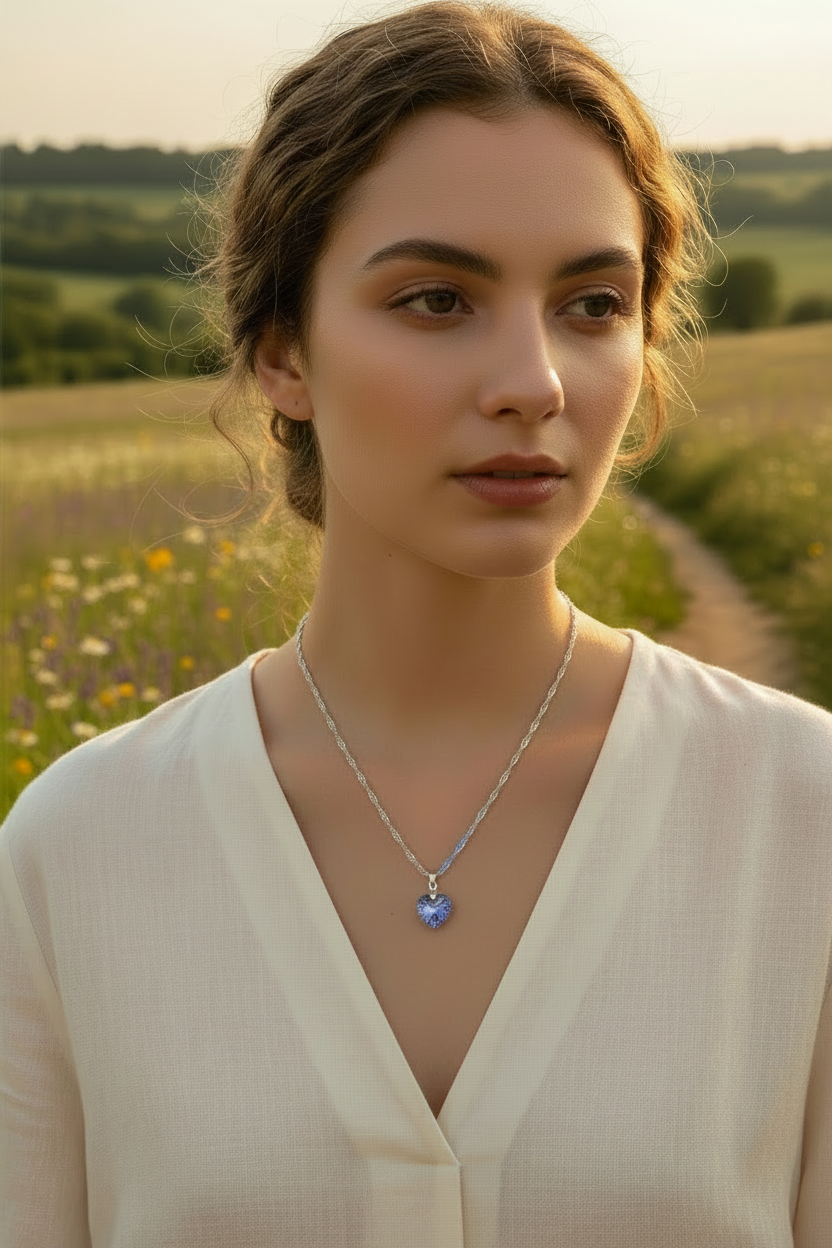 Collier coeur swarovski héliotrope