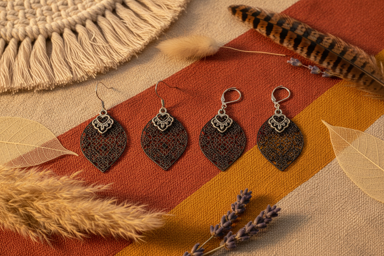 Boucles d’oreilles filigrane avec parements en inox