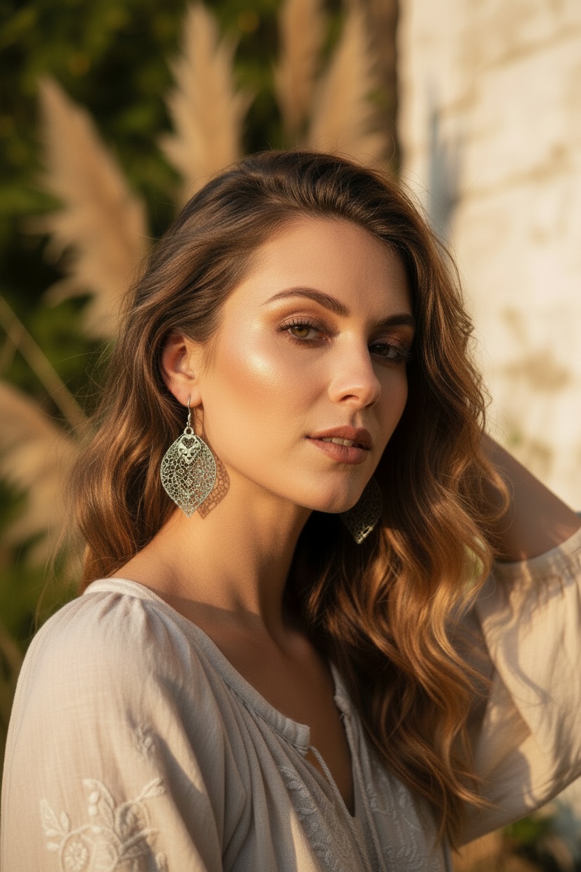Boucles d’oreilles filigrane avec parements en inox